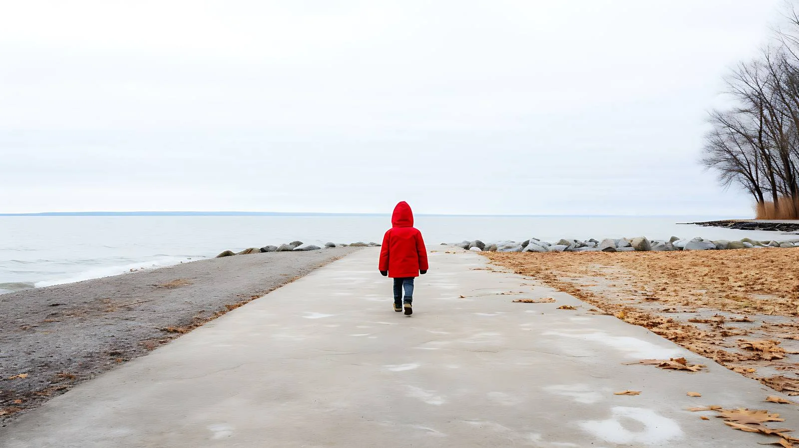 Young child strolling near Lake Huron — free download from Dotvec
