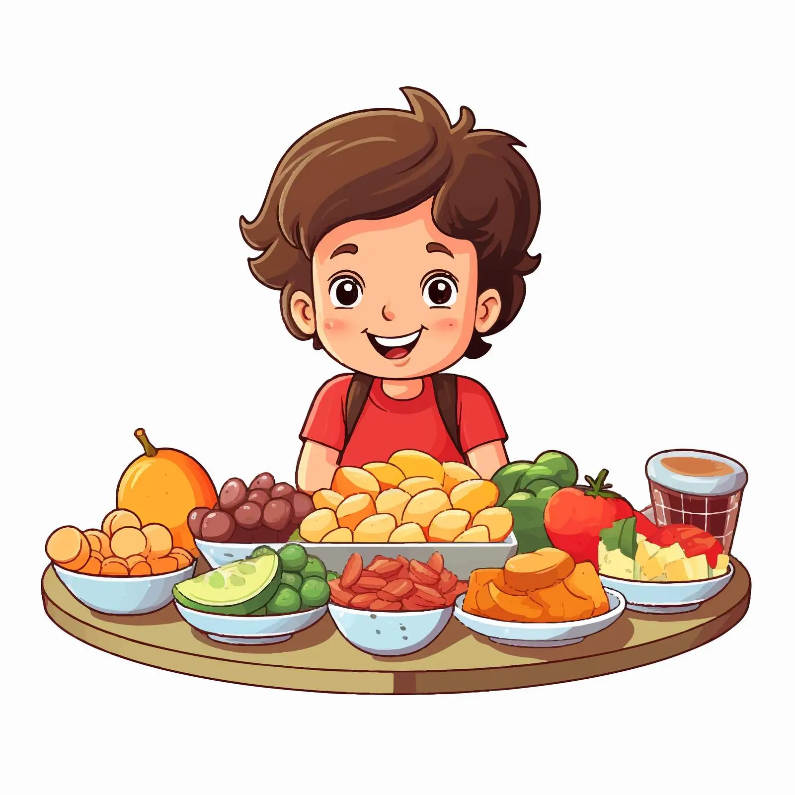 Child with Healthy Food Options Vector — free download from Dotvec