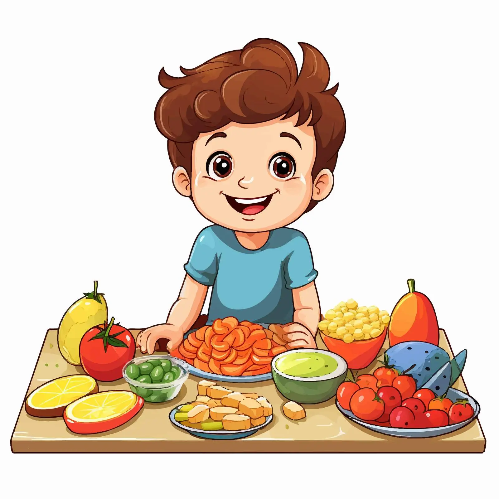 Child Enjoying Healthy Food Options Vector – free food display image from Dotvec