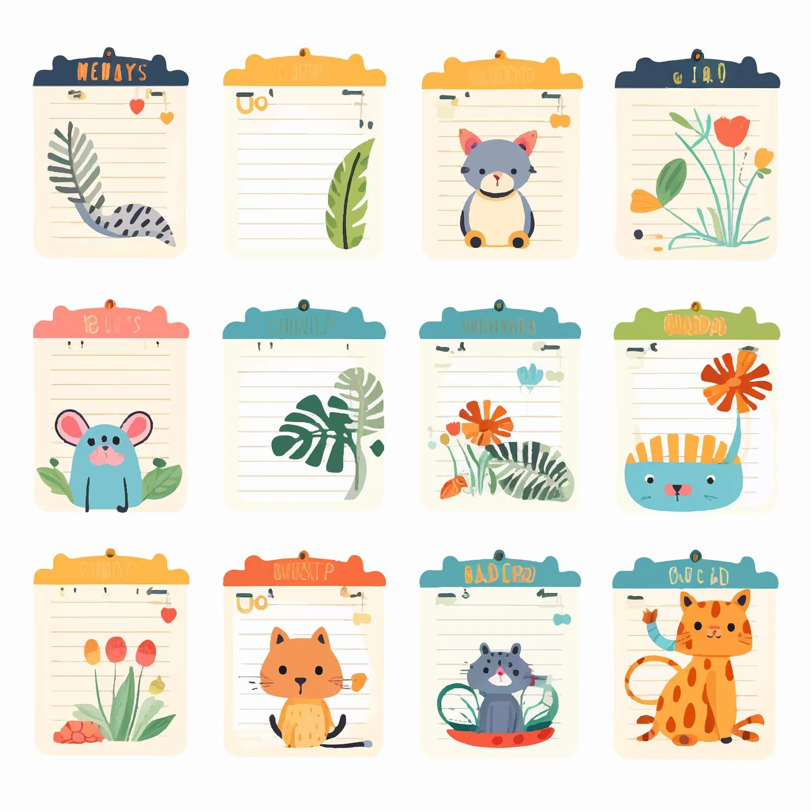 Cute Childish Agenda Notebook Page Design — free download from Dotvec