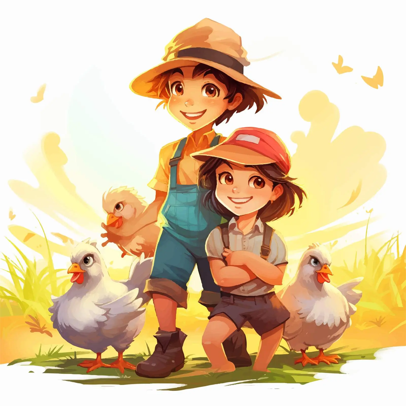 Children and Farmer Enjoying Farm Life — free download from Dotvec