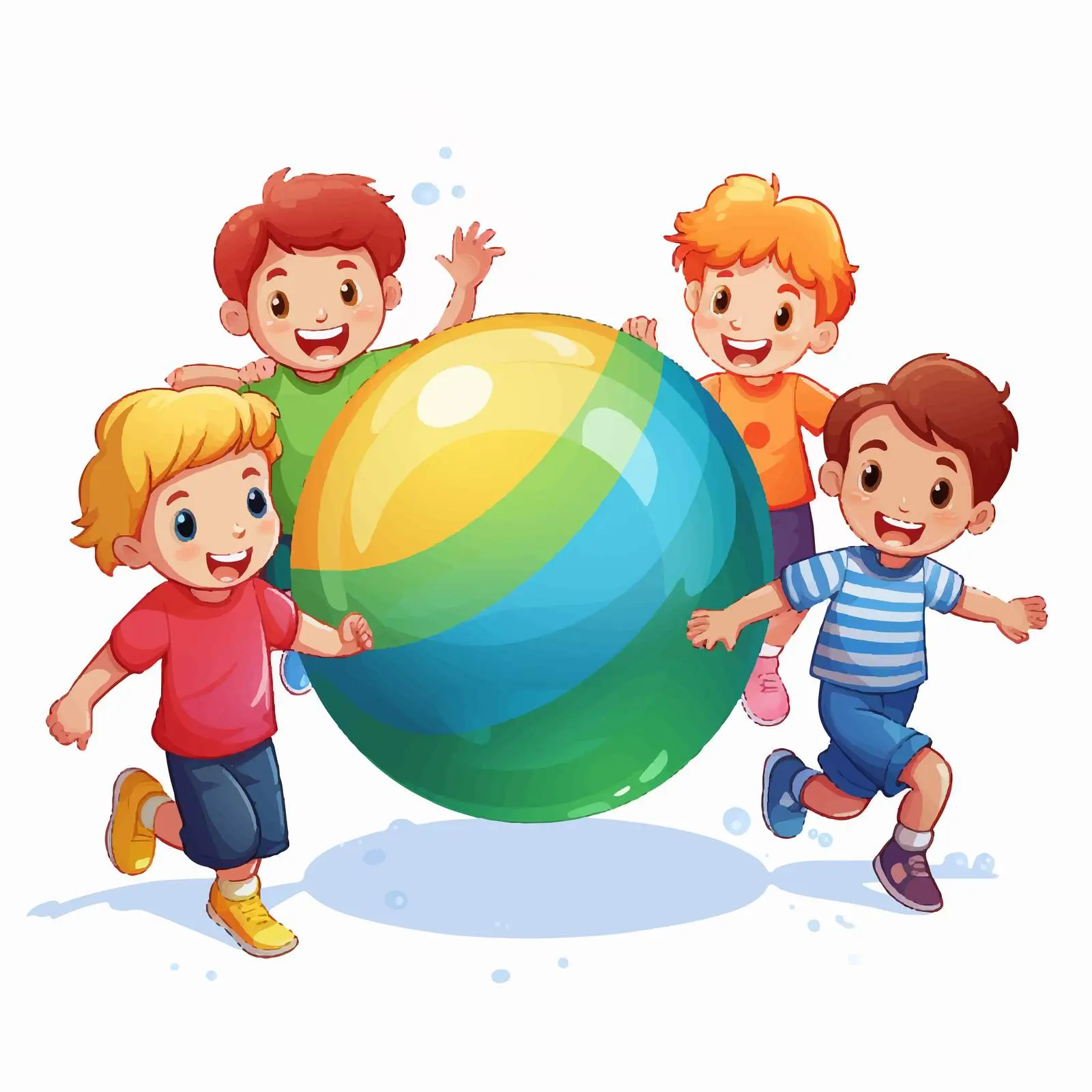 Children Bouncing Ball Over Rainbow Vector Art — free download from Dotvec