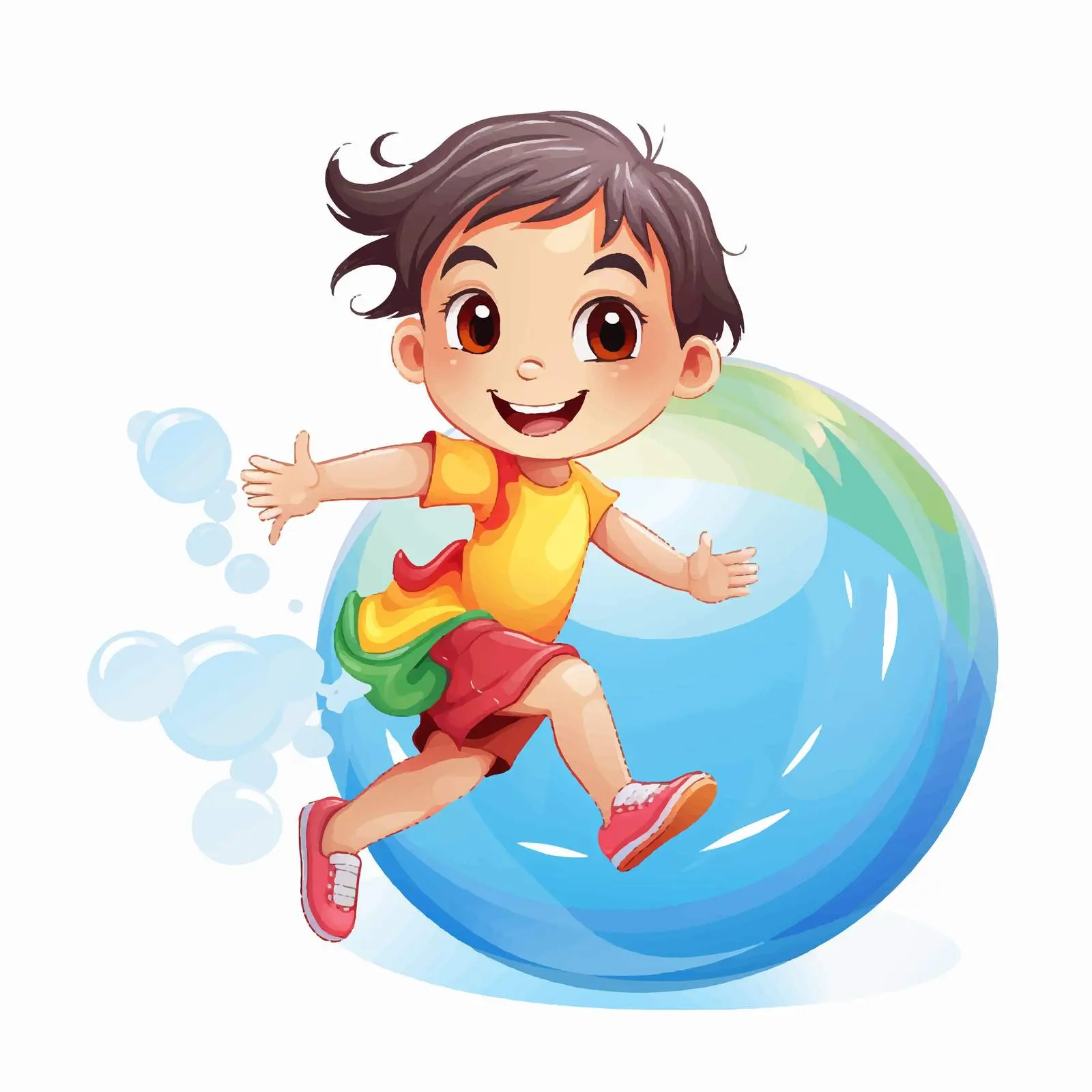 Children Bouncing Ball Over Rainbow Vector Art — free download from Dotvec