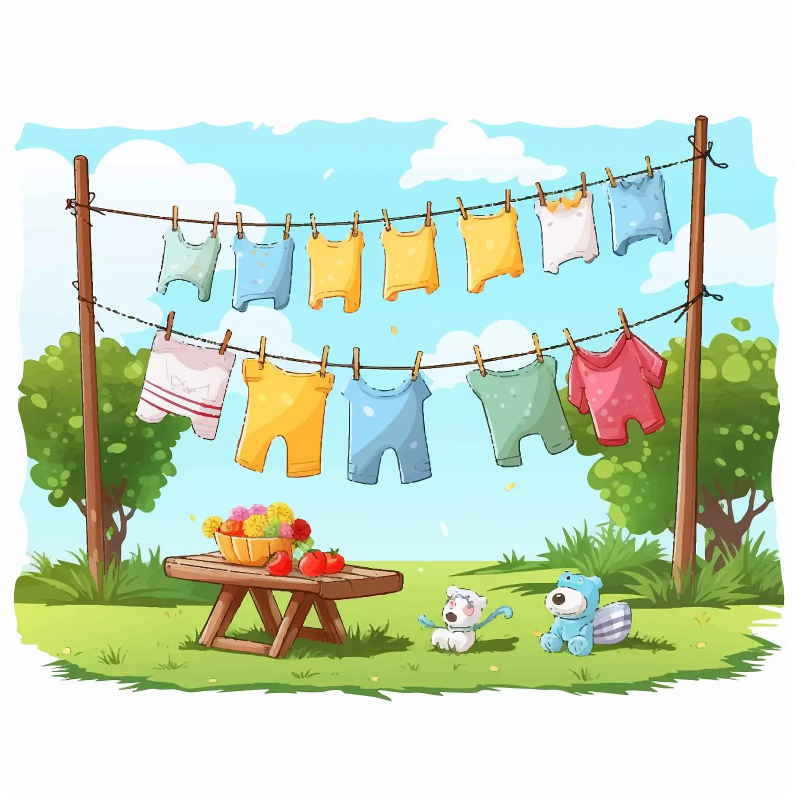 Children's Clothes and Accessories on Clothesline — free download from Dotvec