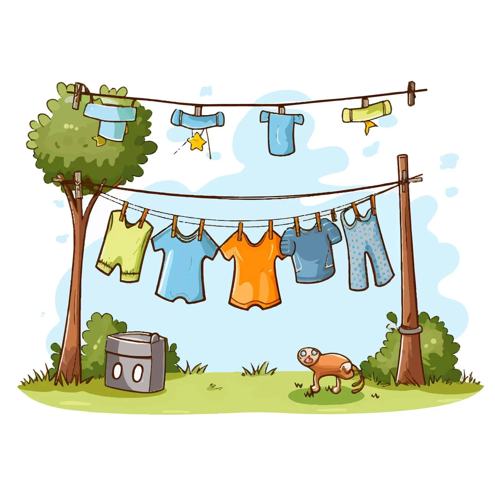 Children's Clothes and Accessories on Clothesline — free download from Dotvec