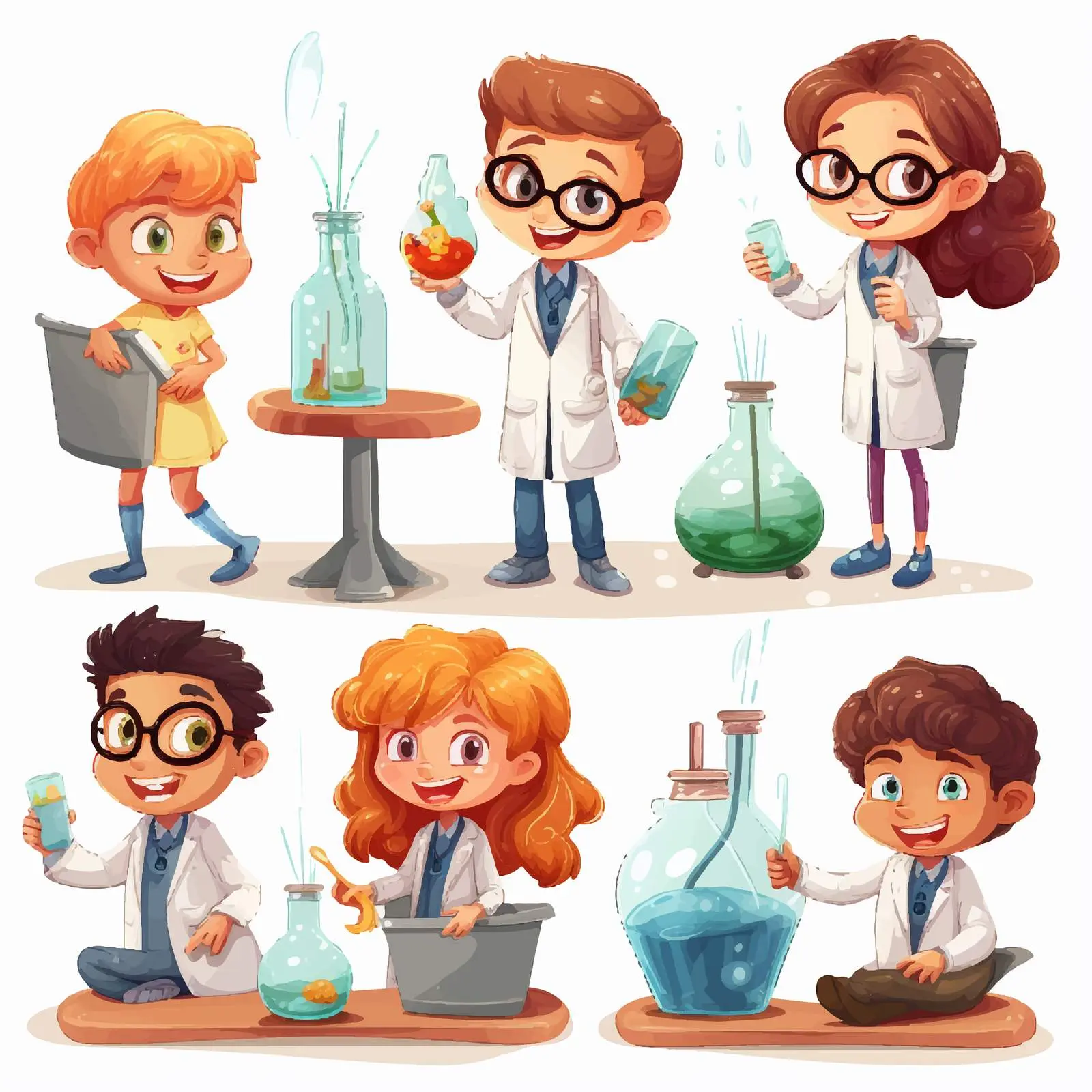 Children Engaged in Fun Science Experiments — free download from Dotvec
