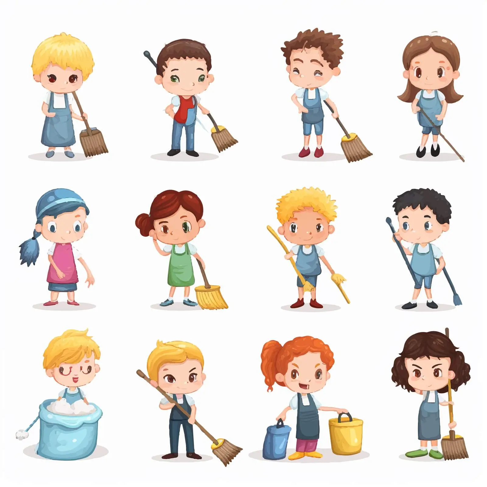 Children Engaged in Various Household Chores – free home life image from Dotvec