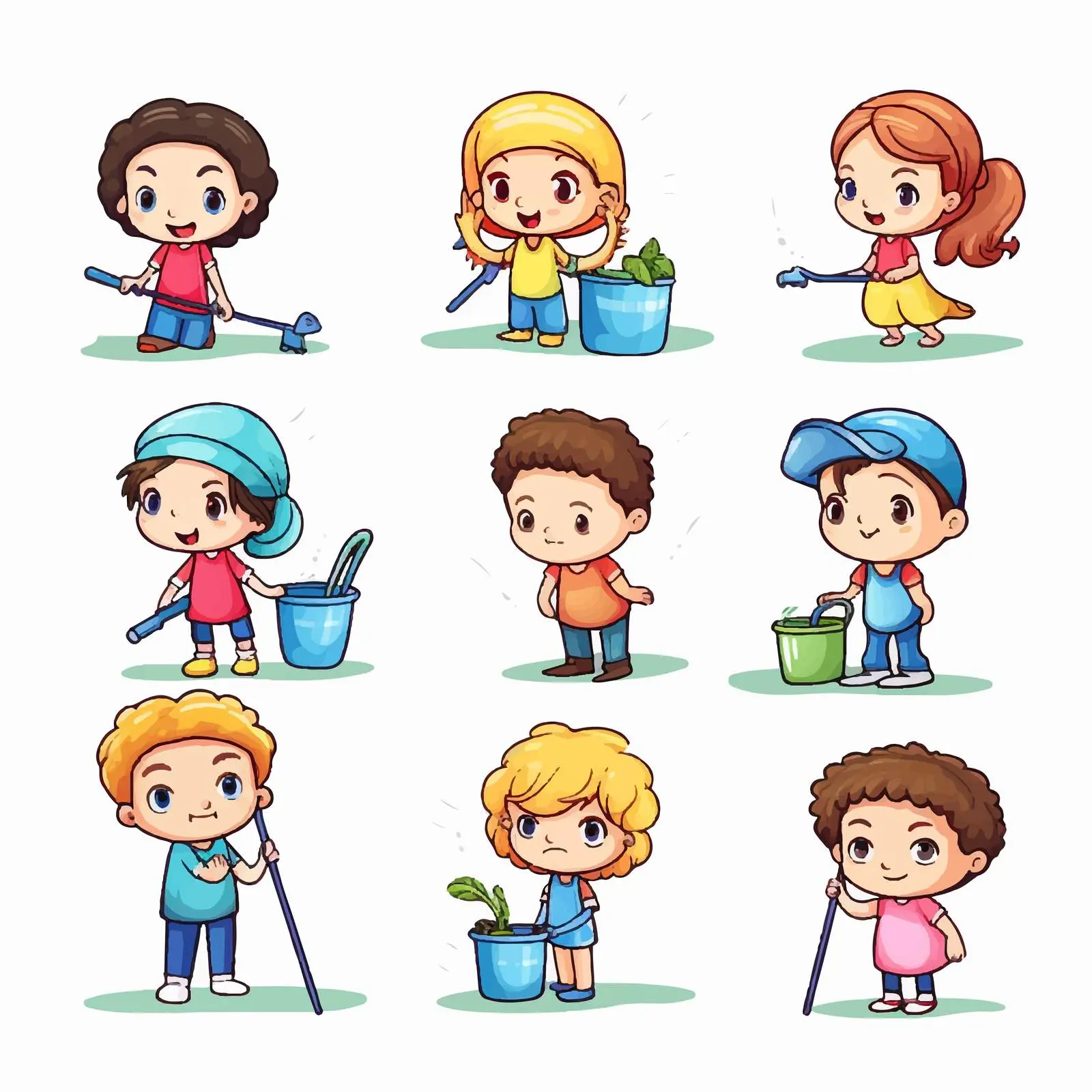 Children Engaged in Various Chores Illustration — free download from Dotvec