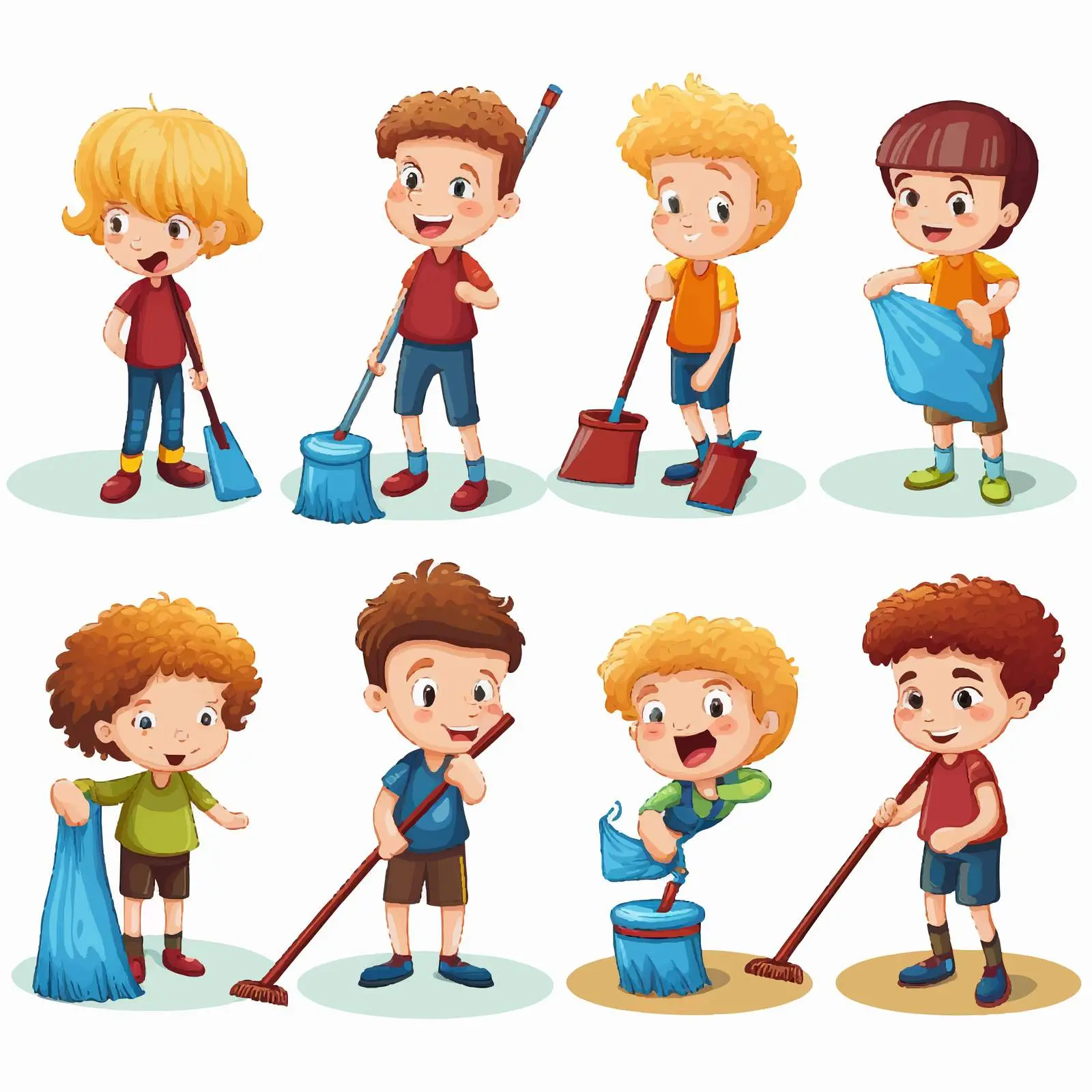 Children Engaged in Various Household Chores — free download from Dotvec