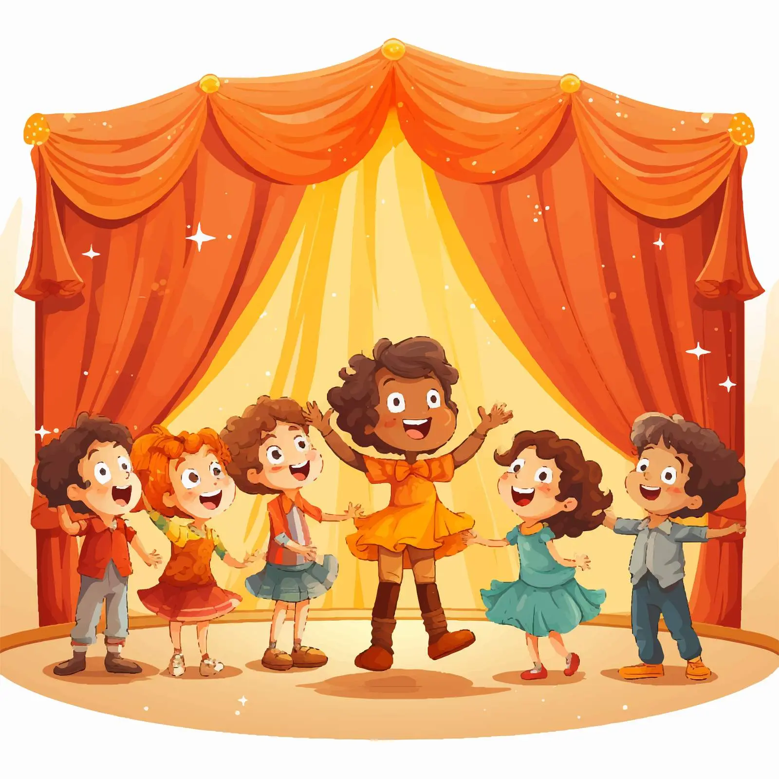 Children Performing in Stage Drama Illustration — free download from Dotvec
