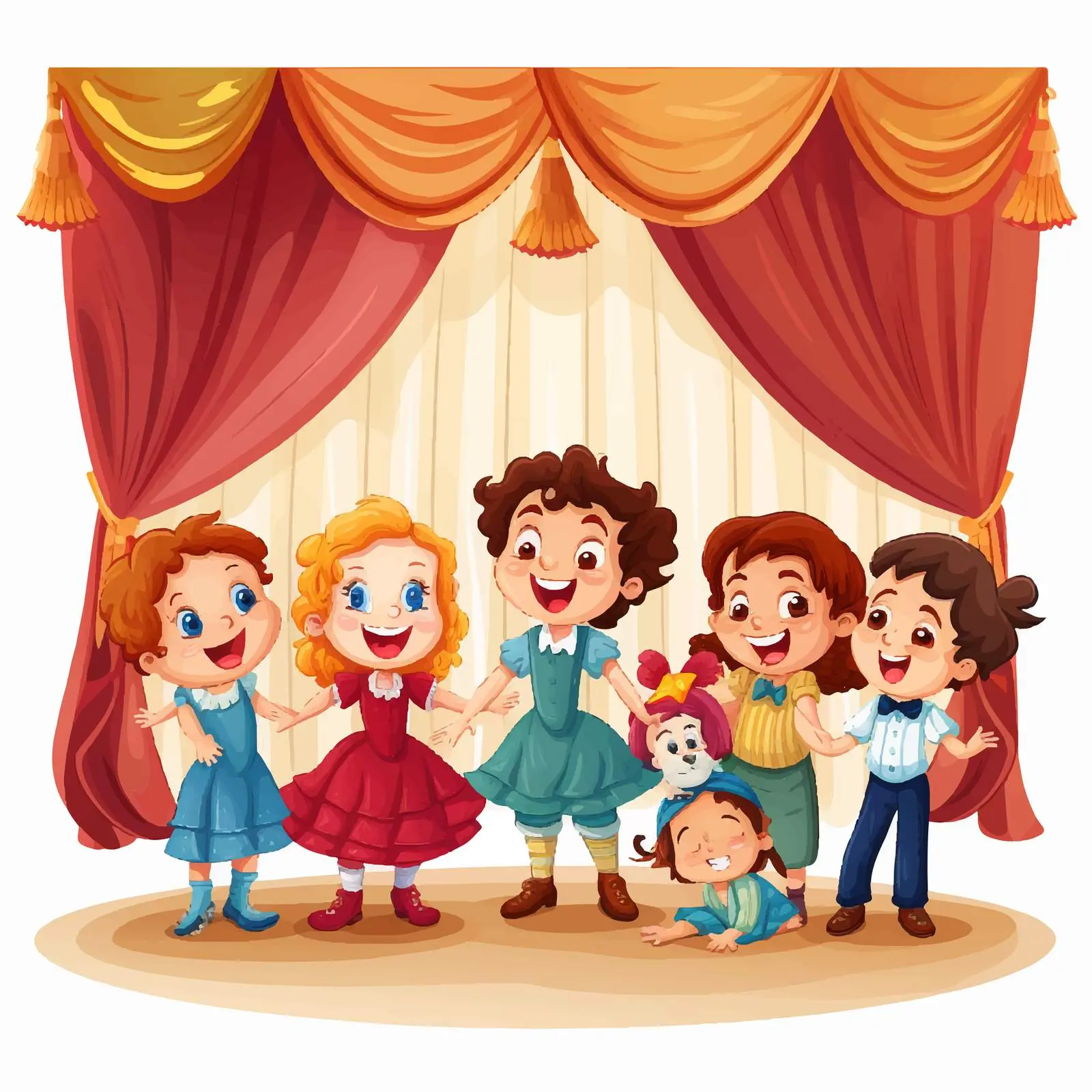Children Performing in Stage Drama Illustration – free acting image from Dotvec