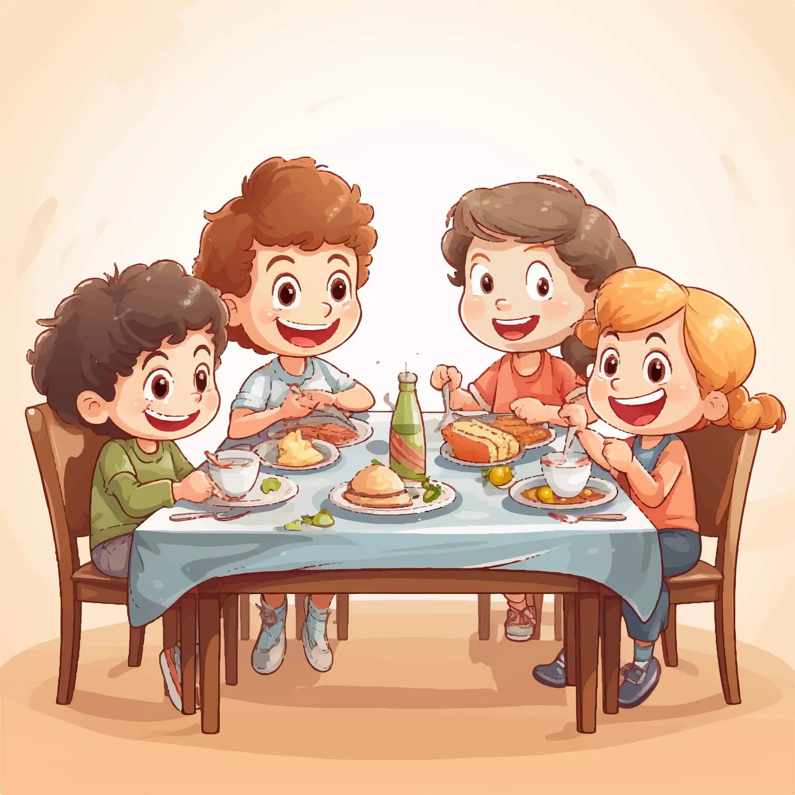Children Enjoying Meal at Dining Table — free download from Dotvec