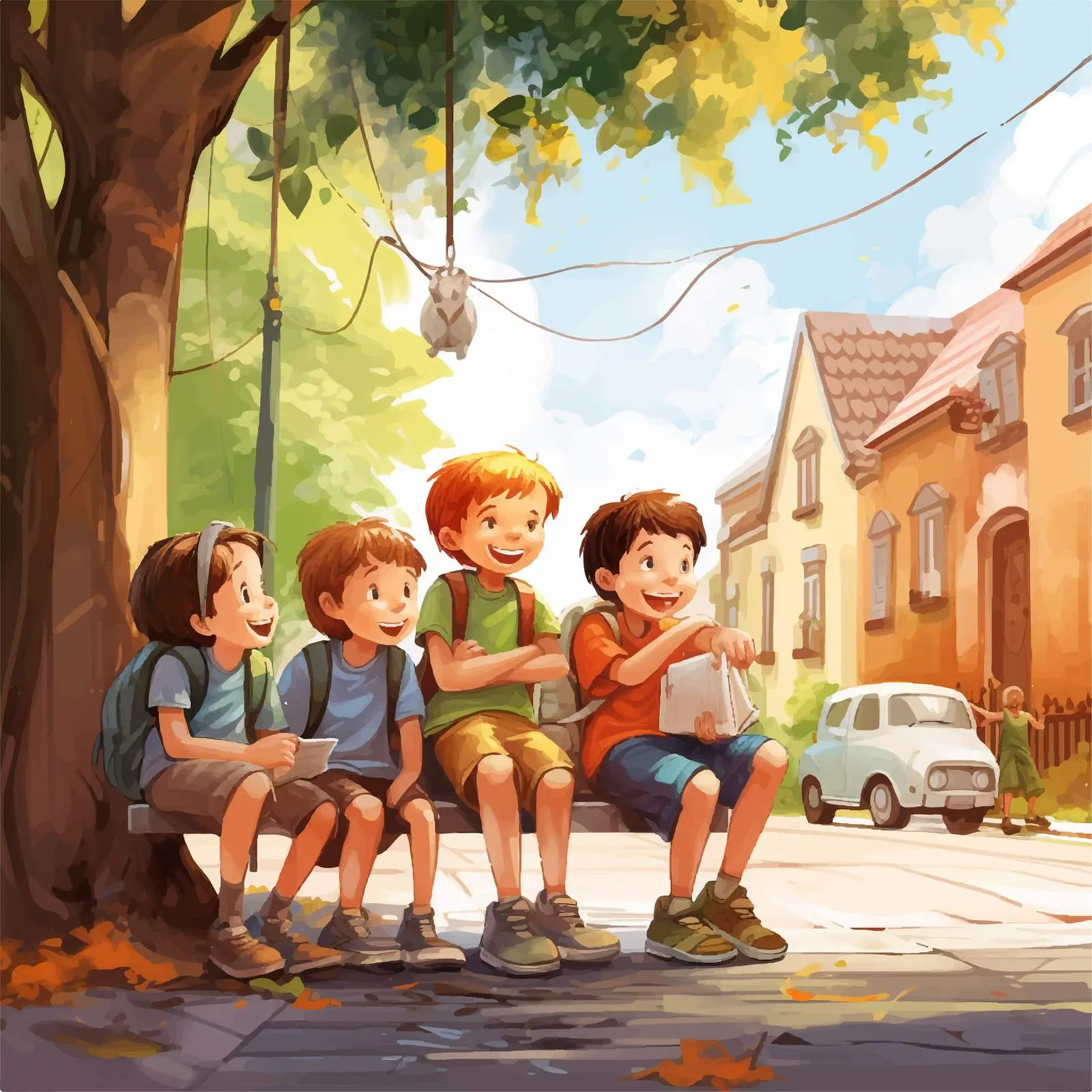 Children Hanging Out on the Street Vector — free download from Dotvec