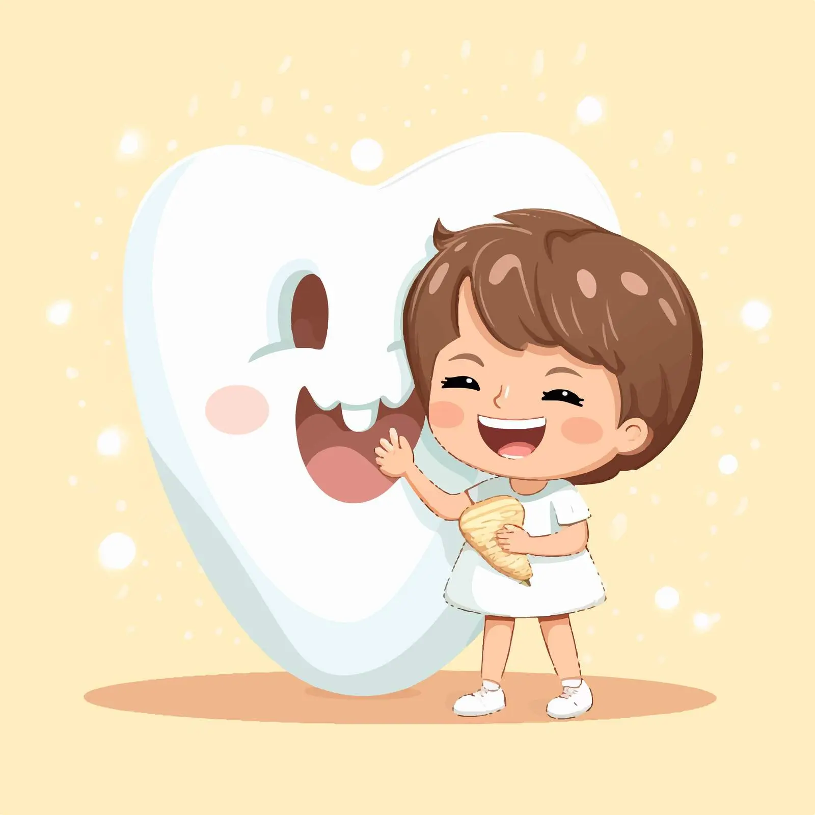 Children with Dental Mirror and Big Tooth — free download from Dotvec