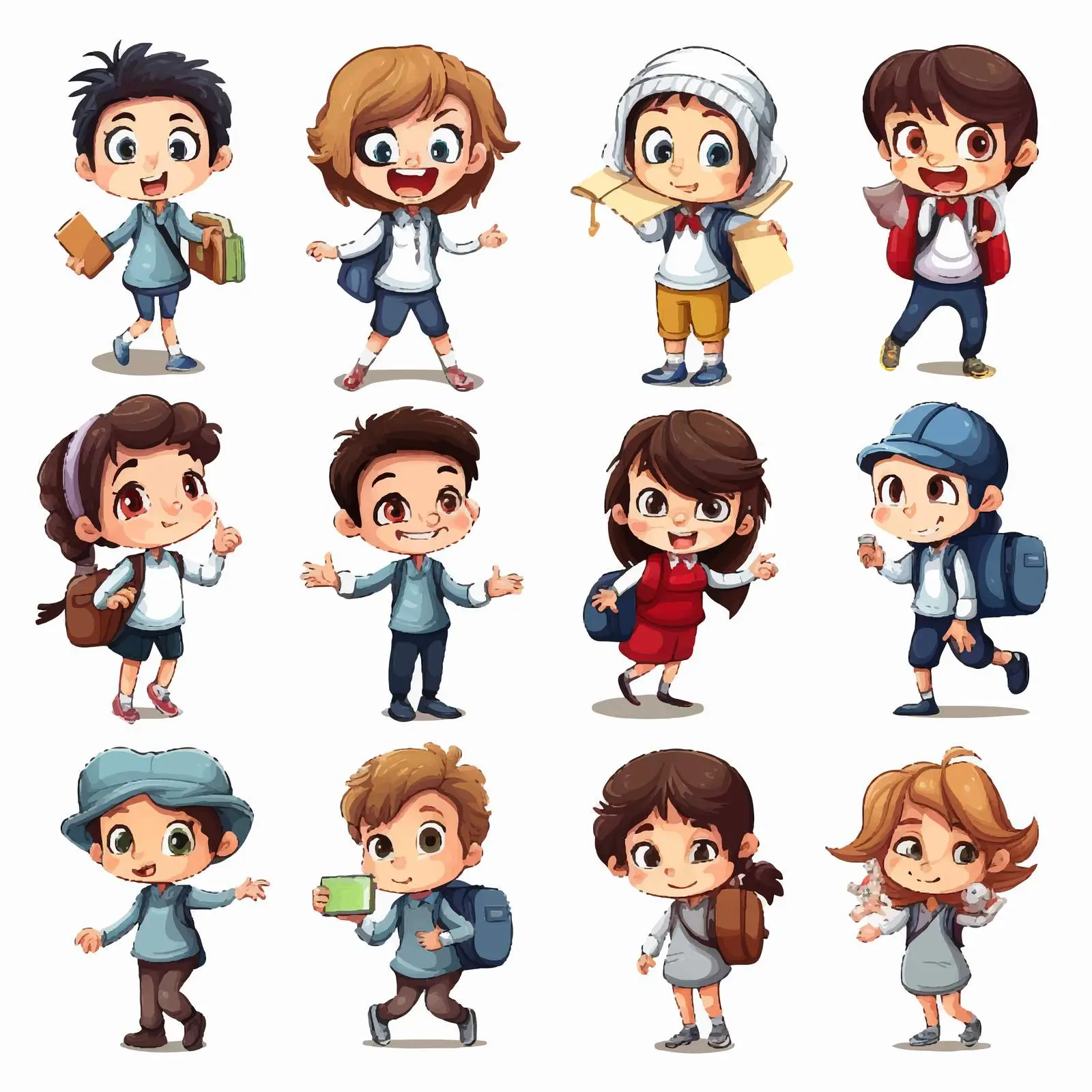 Children Engaged in Various Activities Vector Illustration — free download from Dotvec