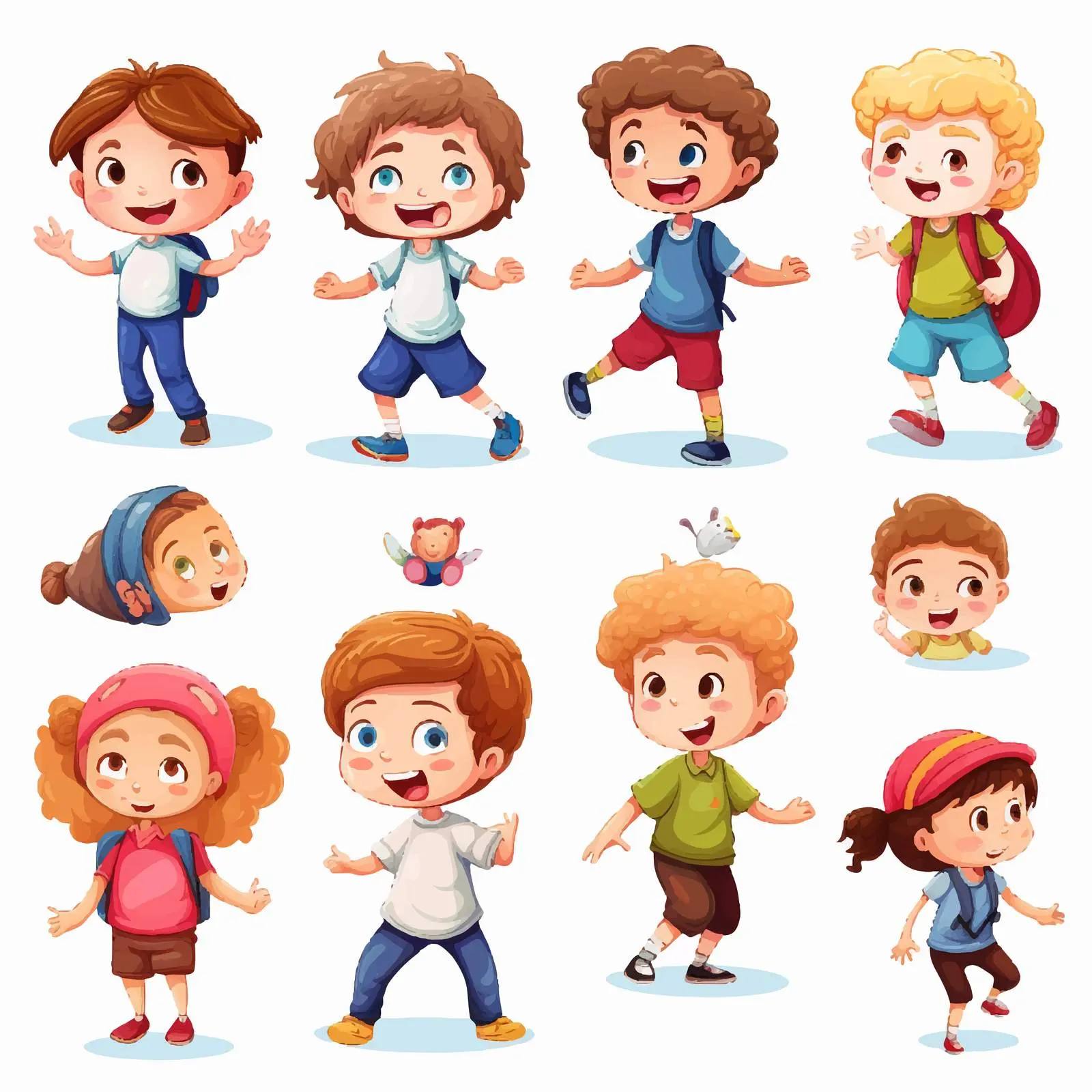 Children Engaging in Various Activities Vector — free download from Dotvec