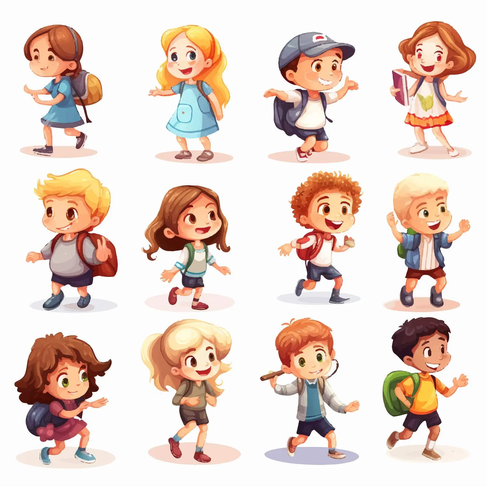 Children Engaged in Various Activities Vector Art — free download from Dotvec