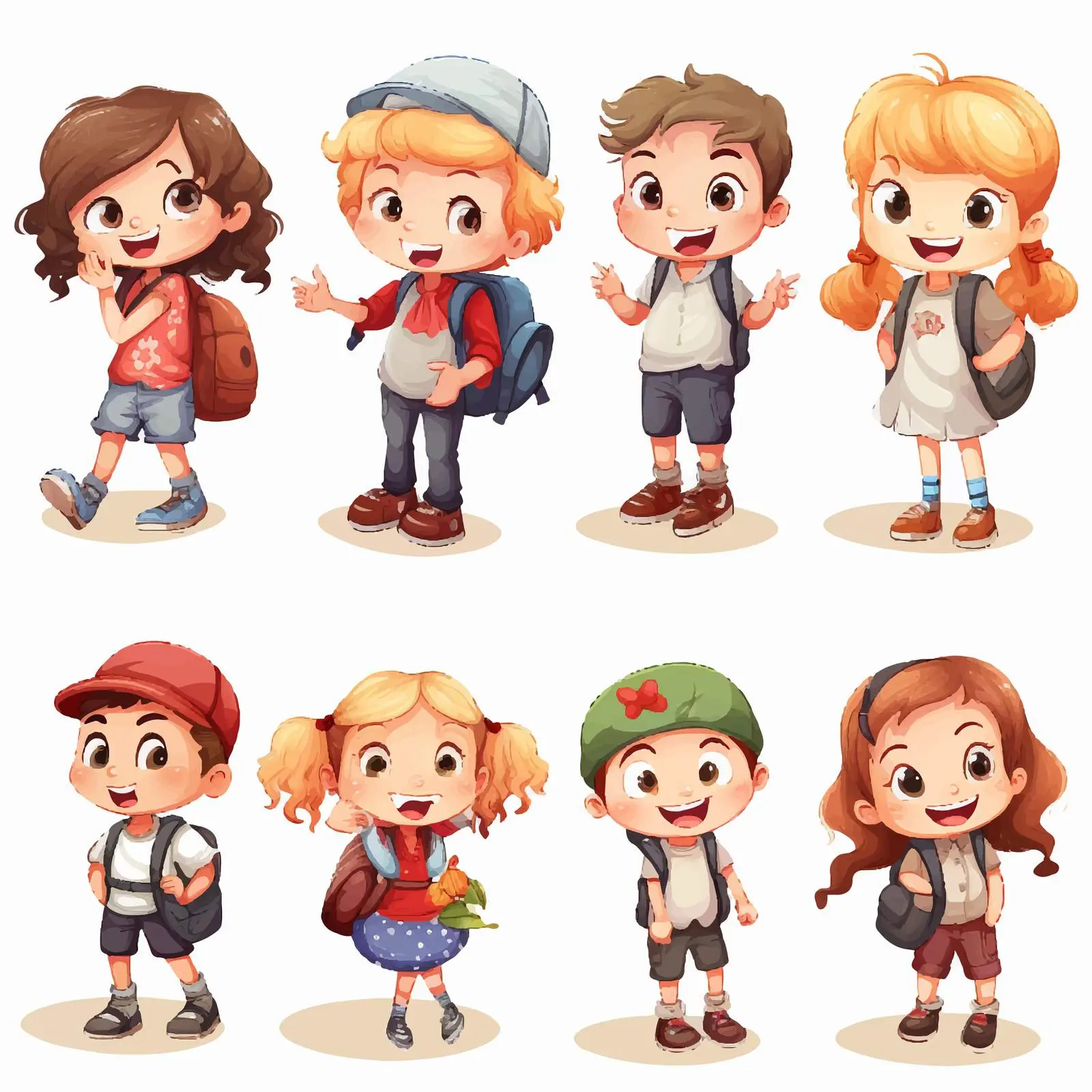 Children Engaged in Various Activities Vector Art — free download from Dotvec