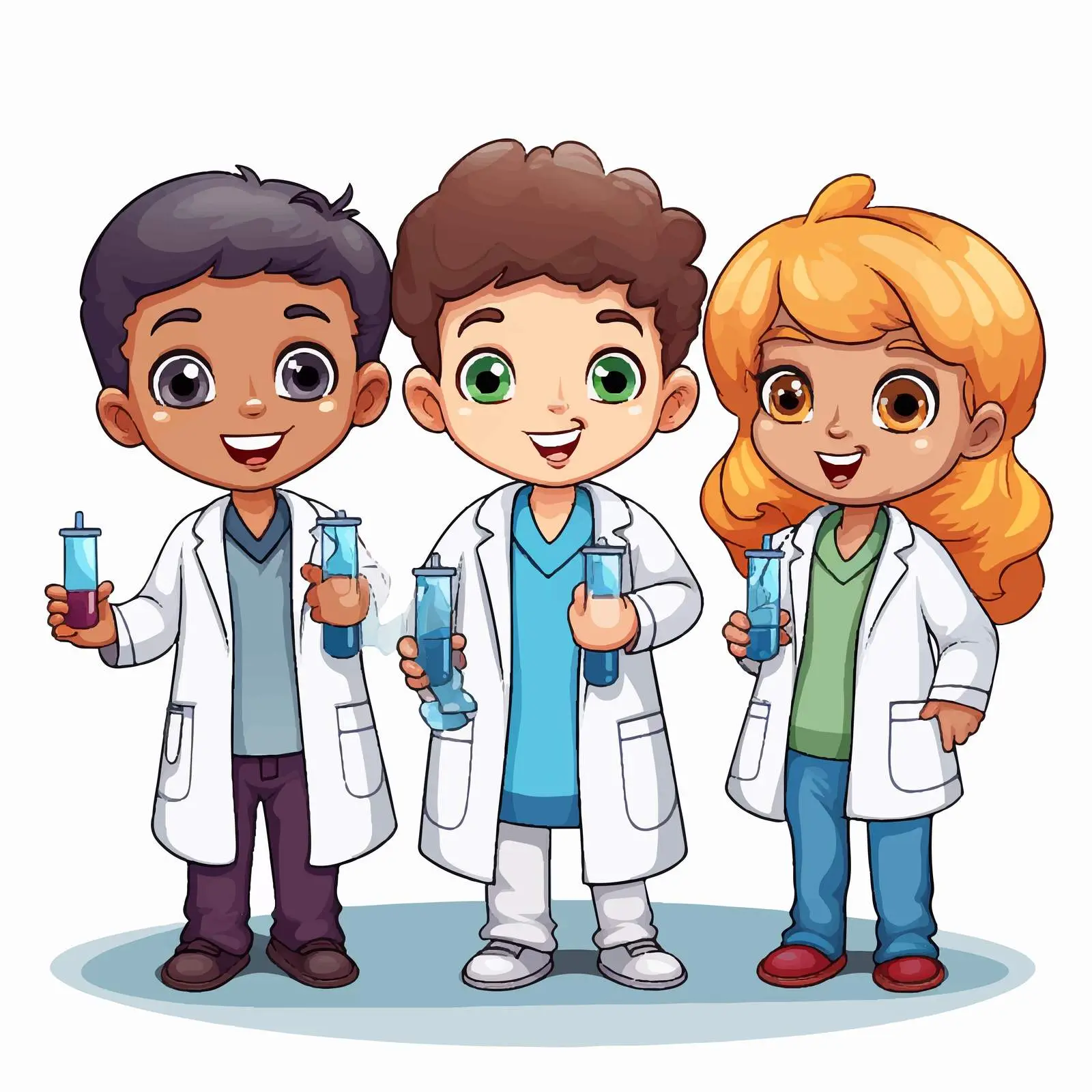 Children in Lab Coats with Test Tubes — free download from Dotvec