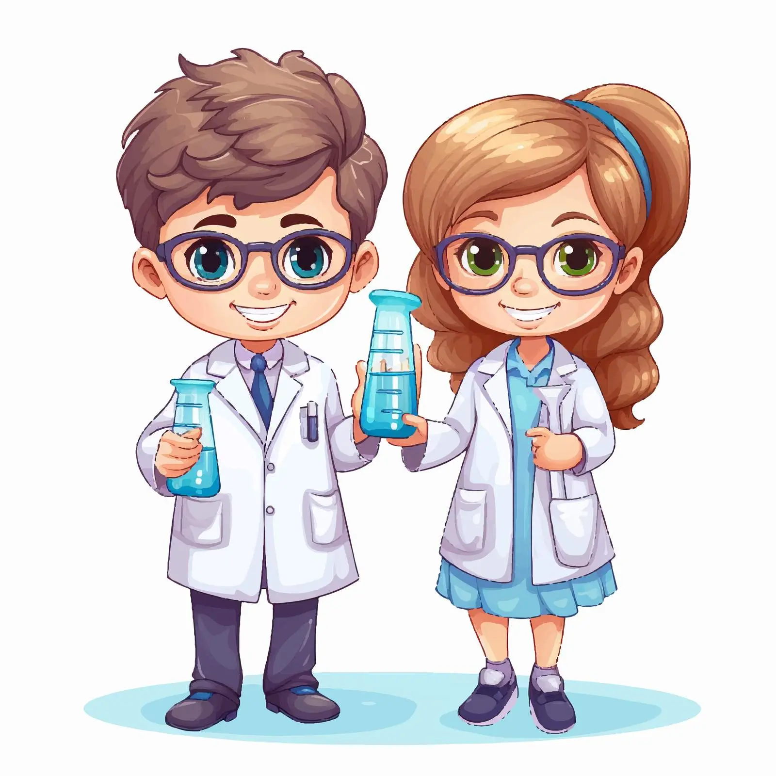 Children in Lab Coats with Test Tubes — free download from Dotvec