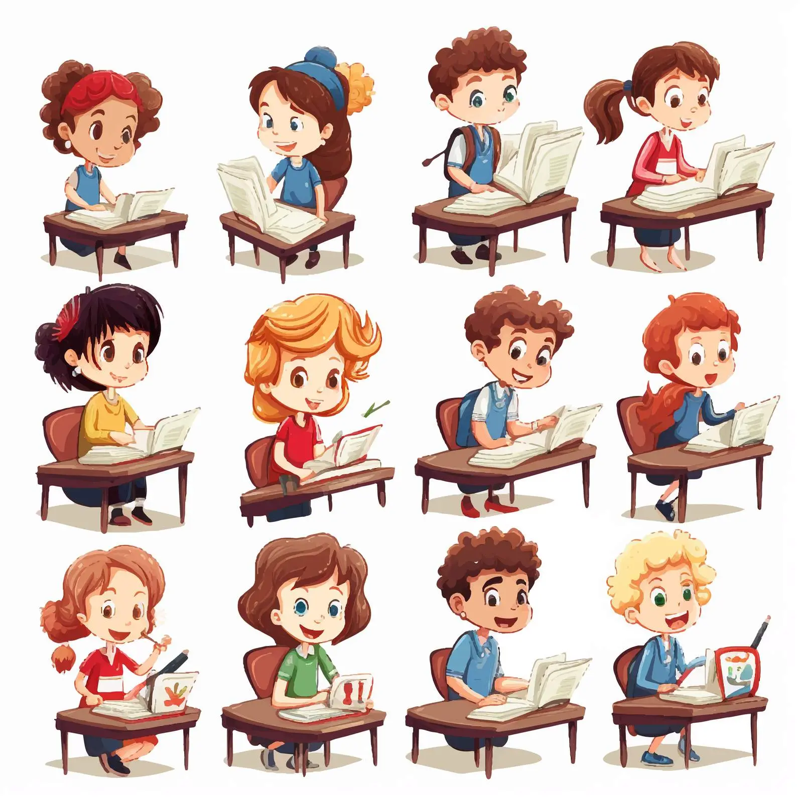 Children Learning in Classroom Illustration Vector — free download from Dotvec