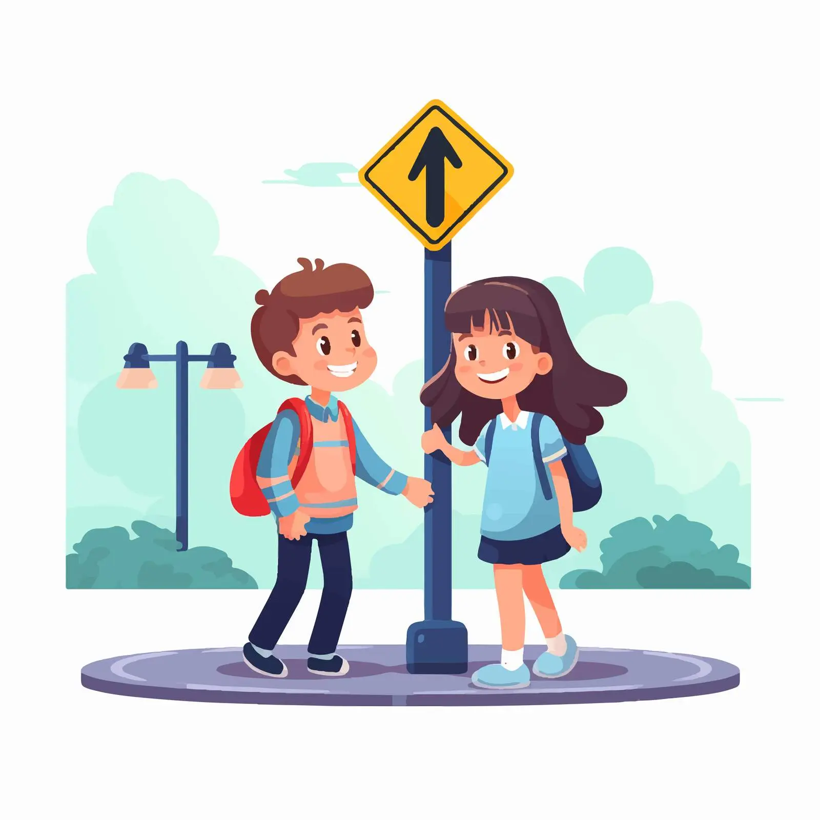 Children Learning Traffic Rules in the Street — free download from Dotvec