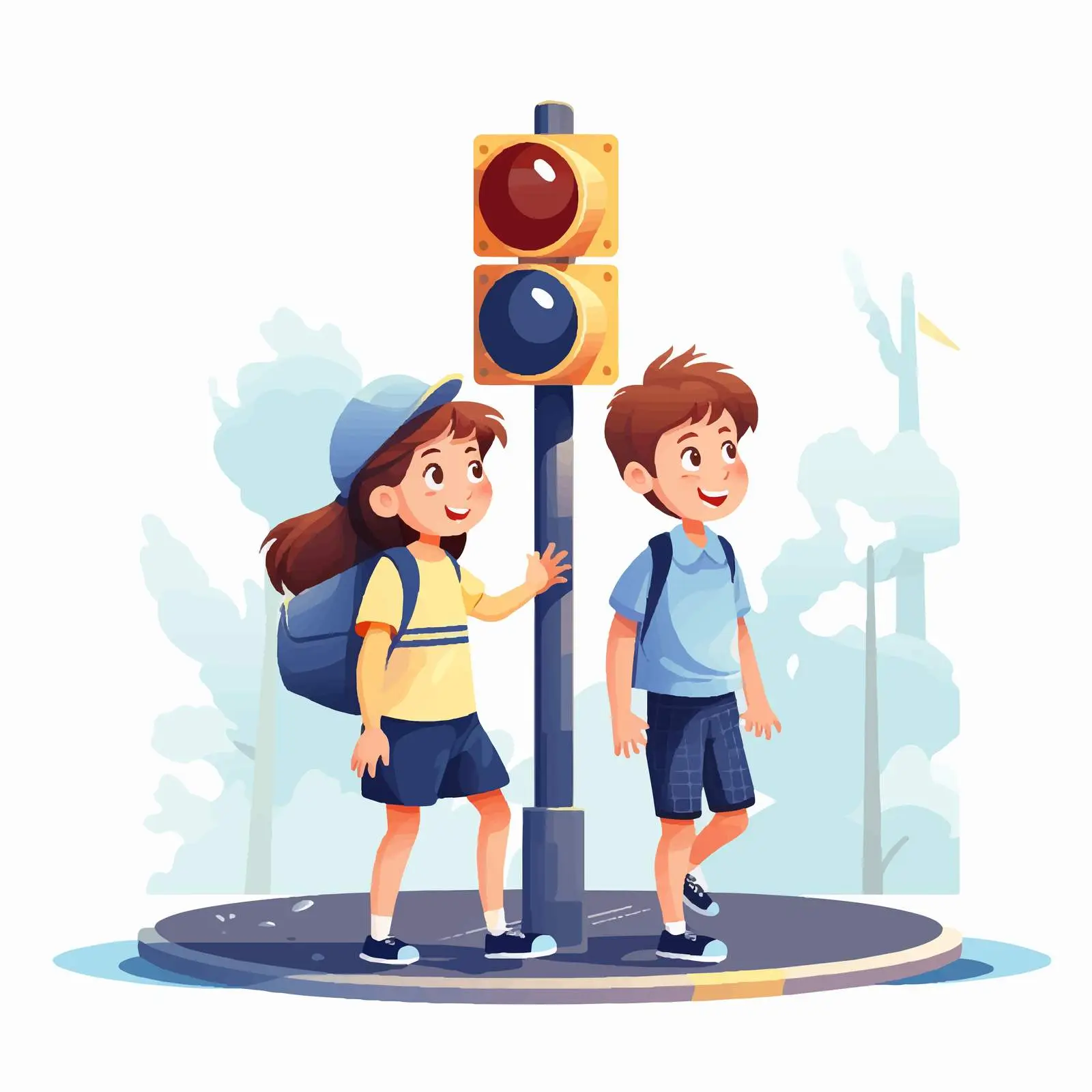 Children Learning Traffic Rules in the Street — free download from Dotvec