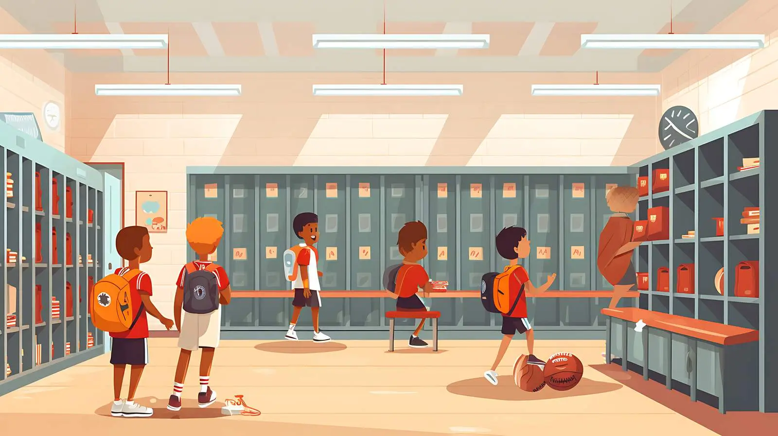 School Gym Locker Room for Children — free download from Dotvec