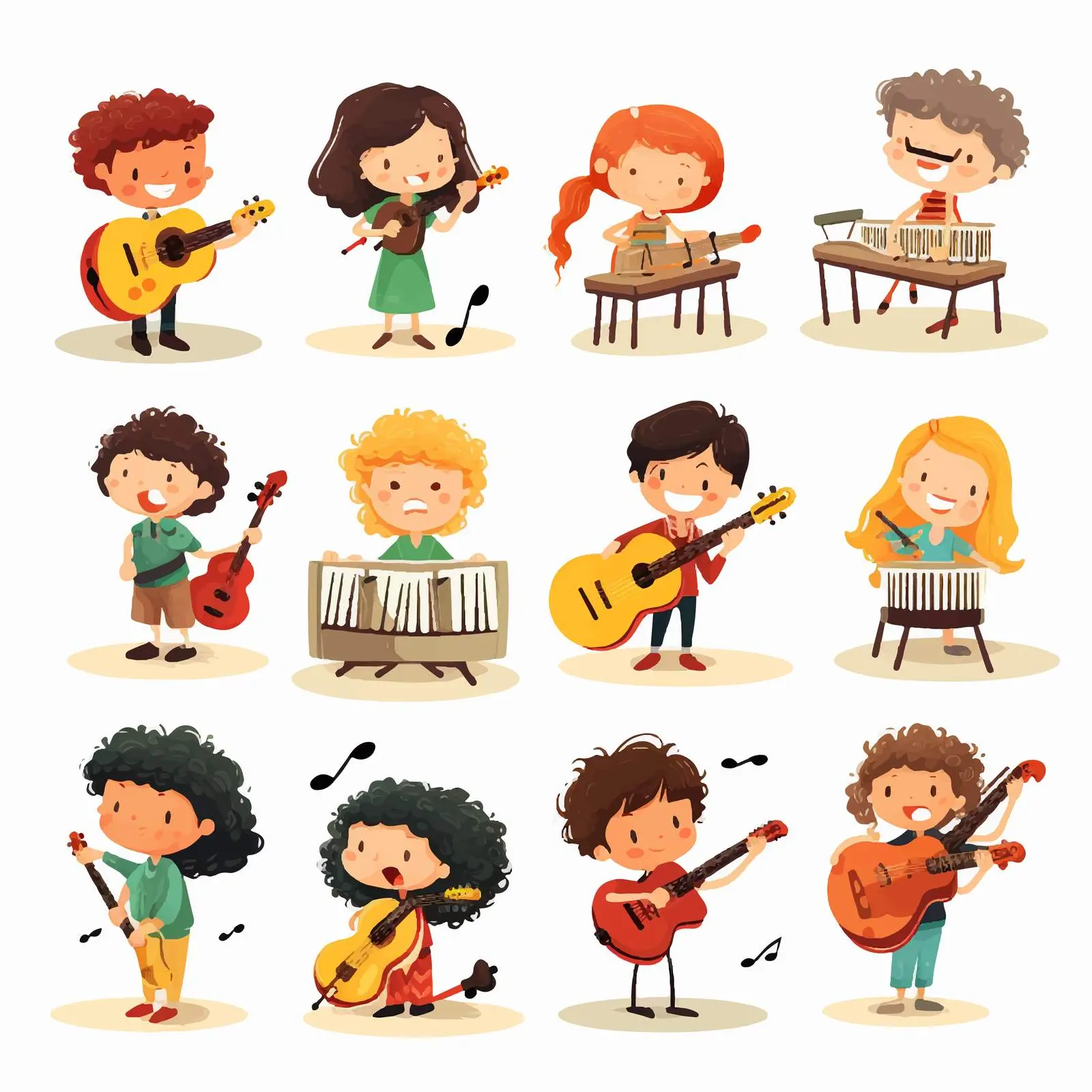 Children Playing Various Musical Instruments Illustration – free flute image from Dotvec