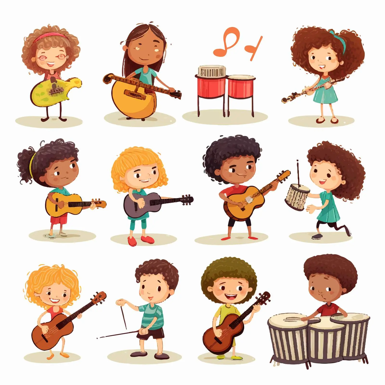 Children Playing Musical Instruments Illustration – free flute image from Dotvec