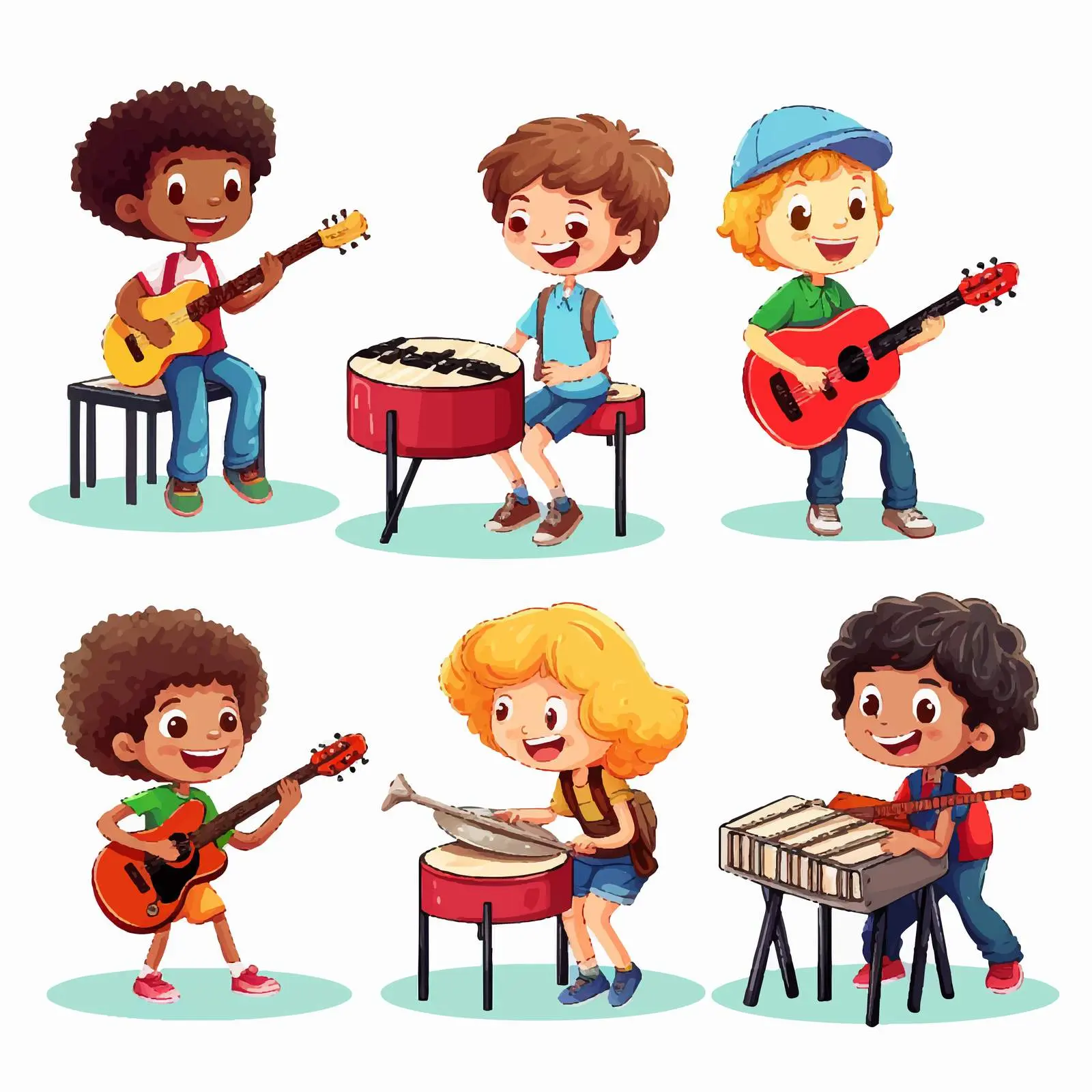 Children Playing Musical Instruments Illustration – free flute image from Dotvec