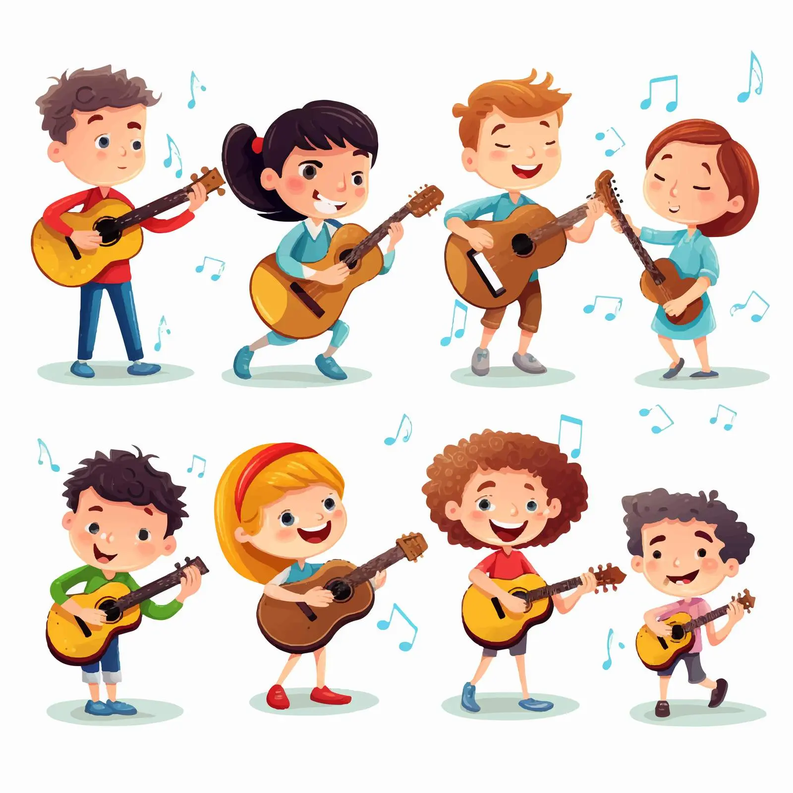Children Playing Instruments and Singing Illustration – free microphone image from Dotvec