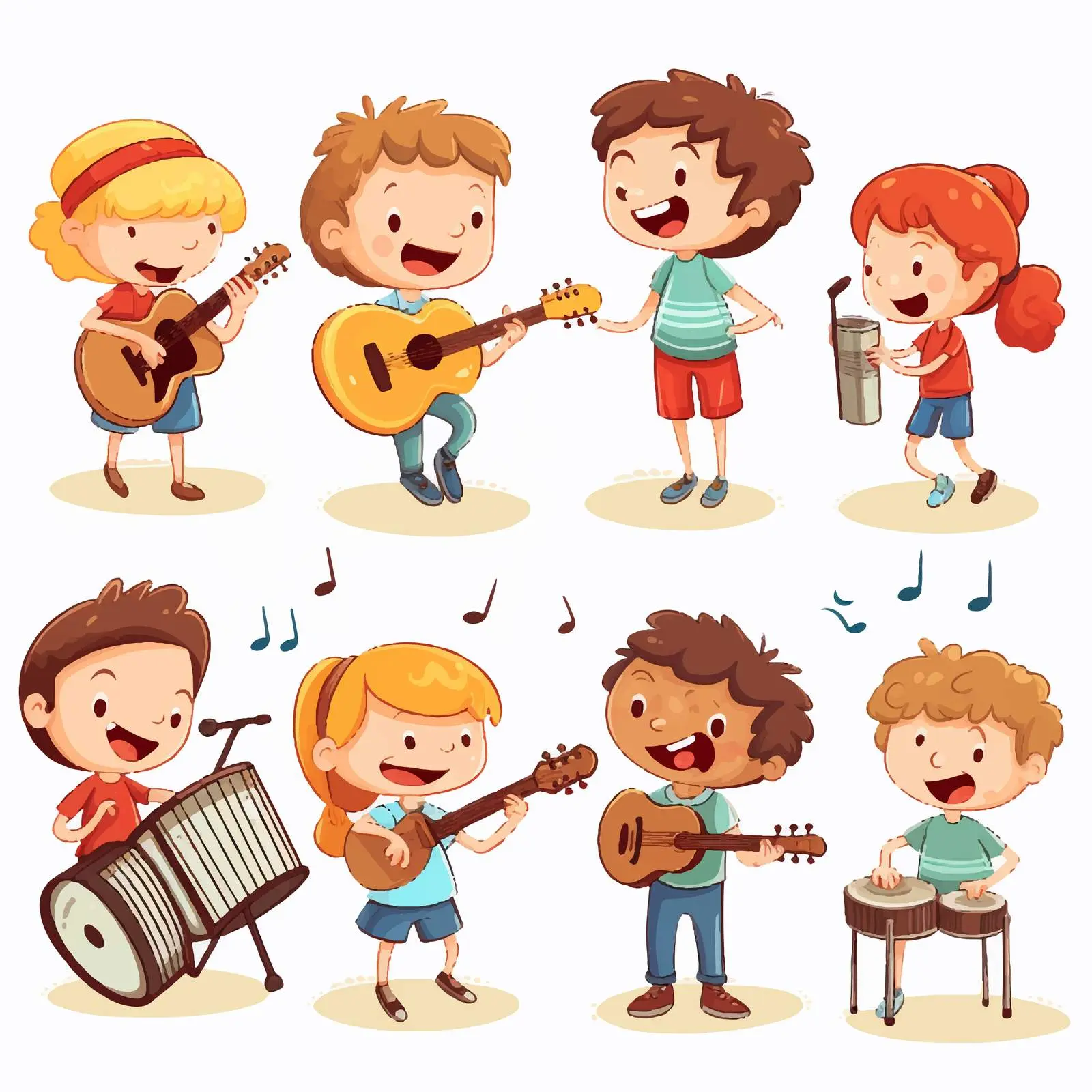 Children Playing Instruments and Singing Illustration – free singing image from Dotvec