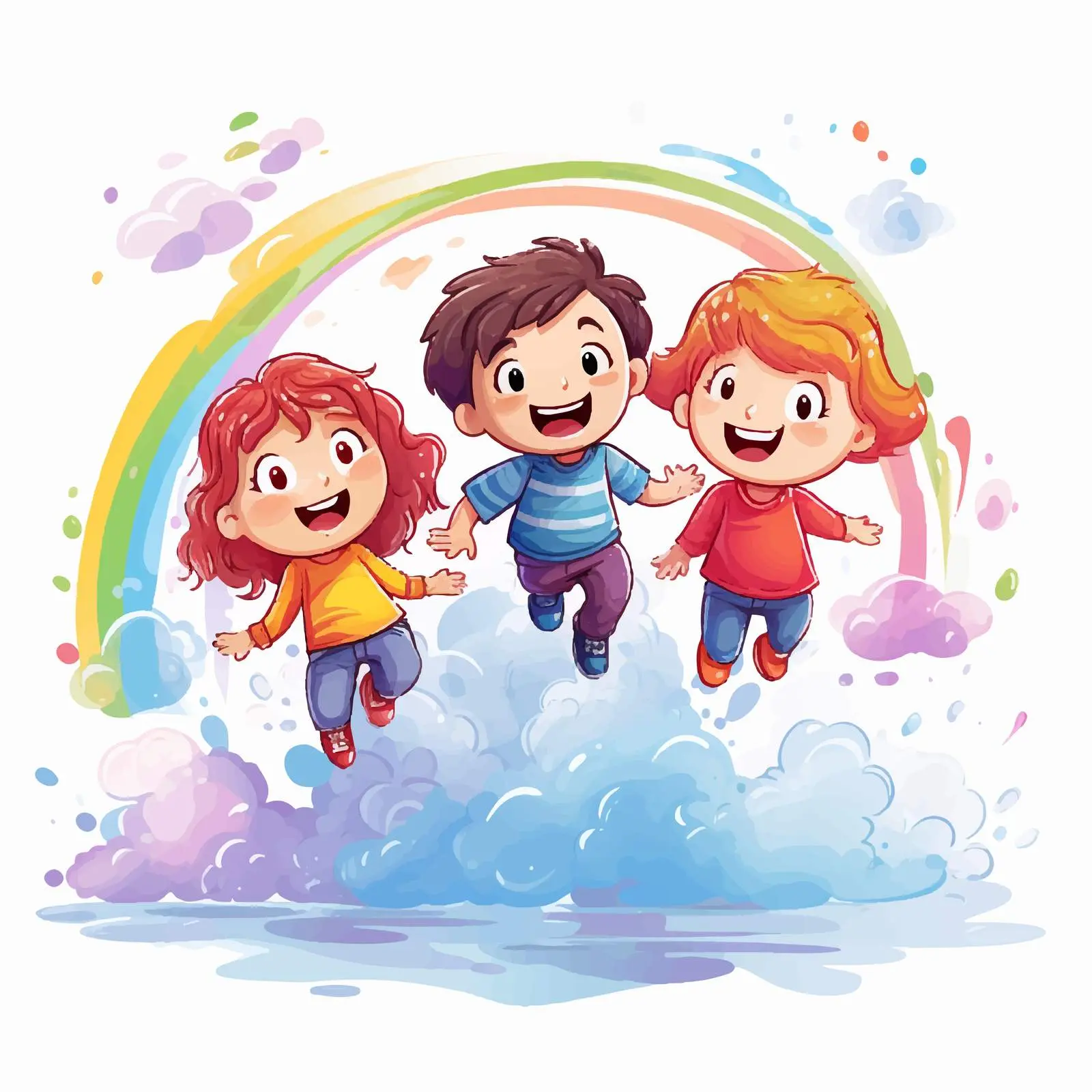 Children Playing on a Colorful Rainbow — free download from Dotvec
