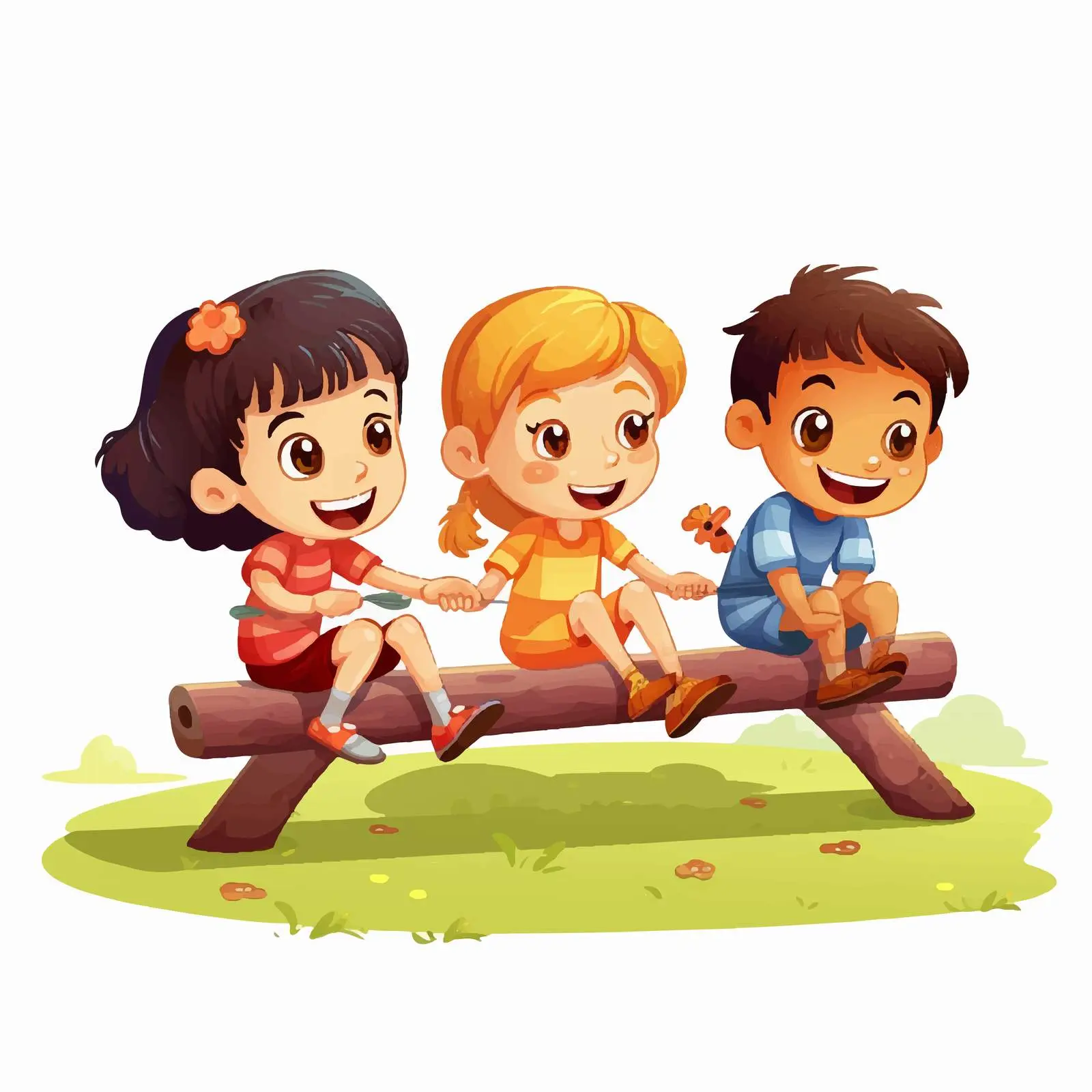 Children Playing on Seesaw in Park Illustration — free download from Dotvec