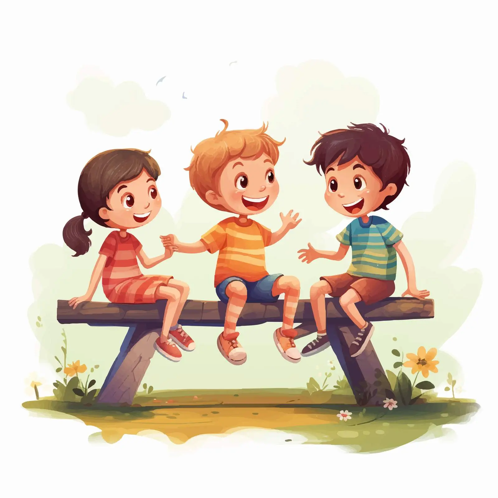 Children Playing on Seesaw in Park Illustration — free download from Dotvec