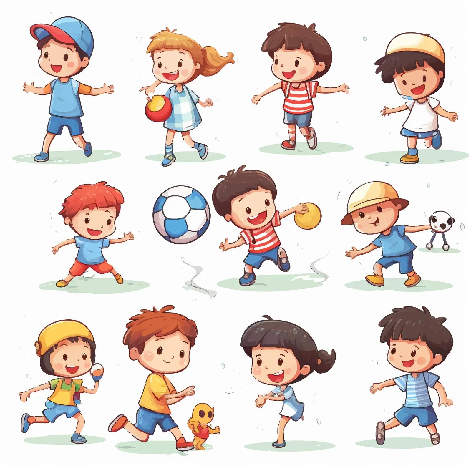 Children Playing Various Activities on White Background — free download from Dotvec
