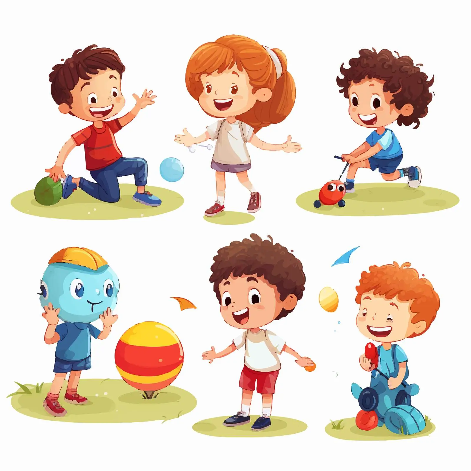 Children Engaged in Fun Activities on White Background — free download from Dotvec