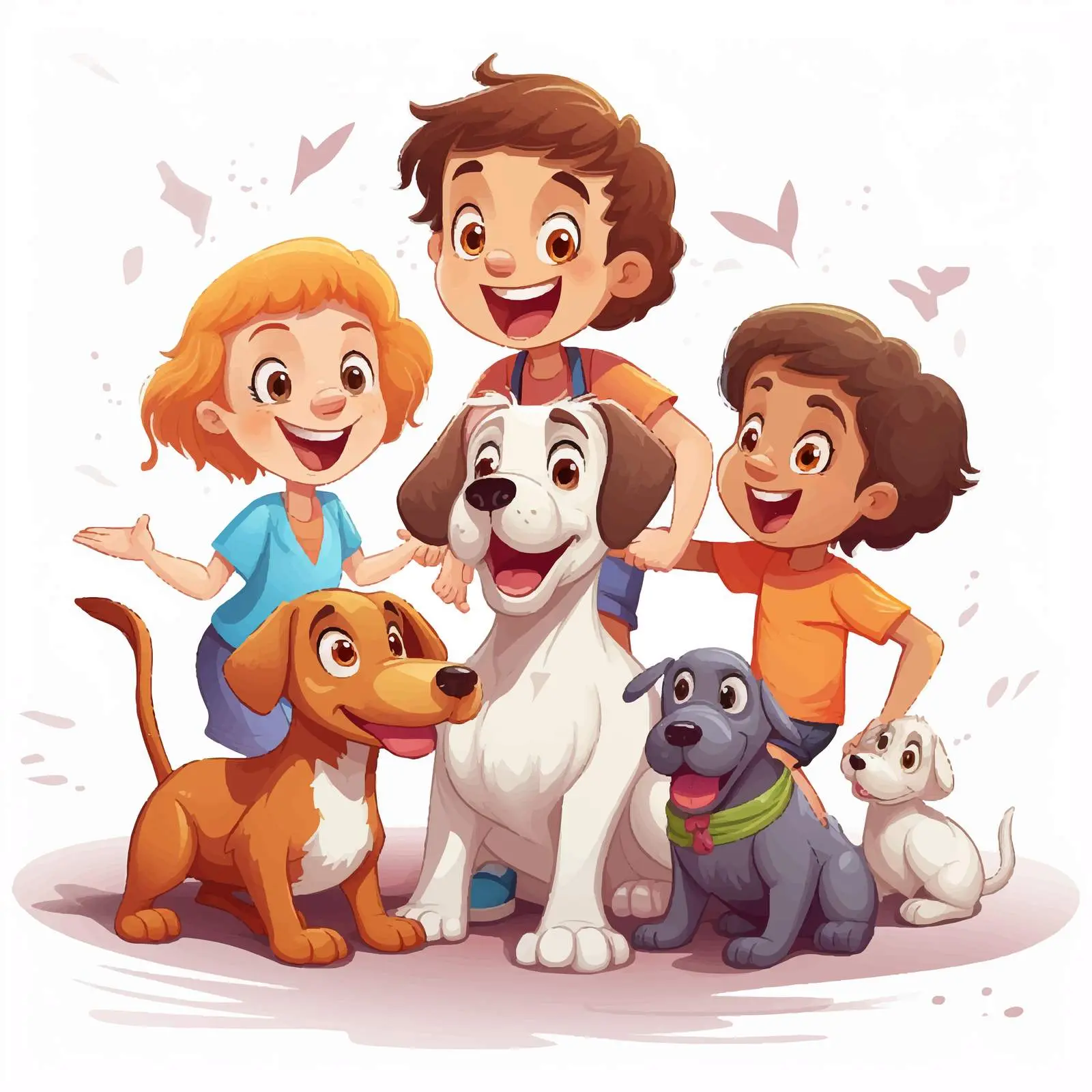 Children Playing with Dogs Illustration — free download from Dotvec