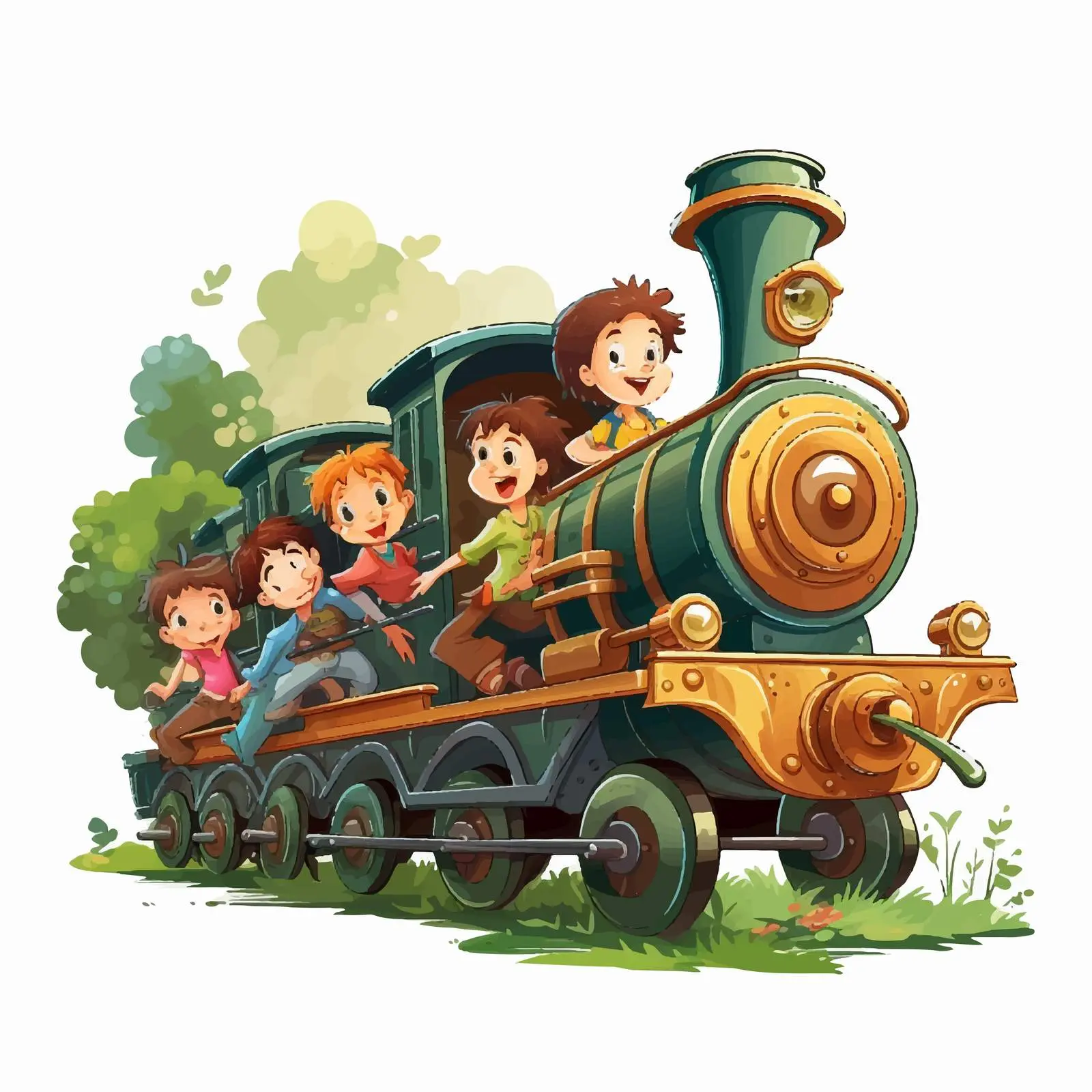 Children Enjoying a Train Ride in the Park — free download from Dotvec