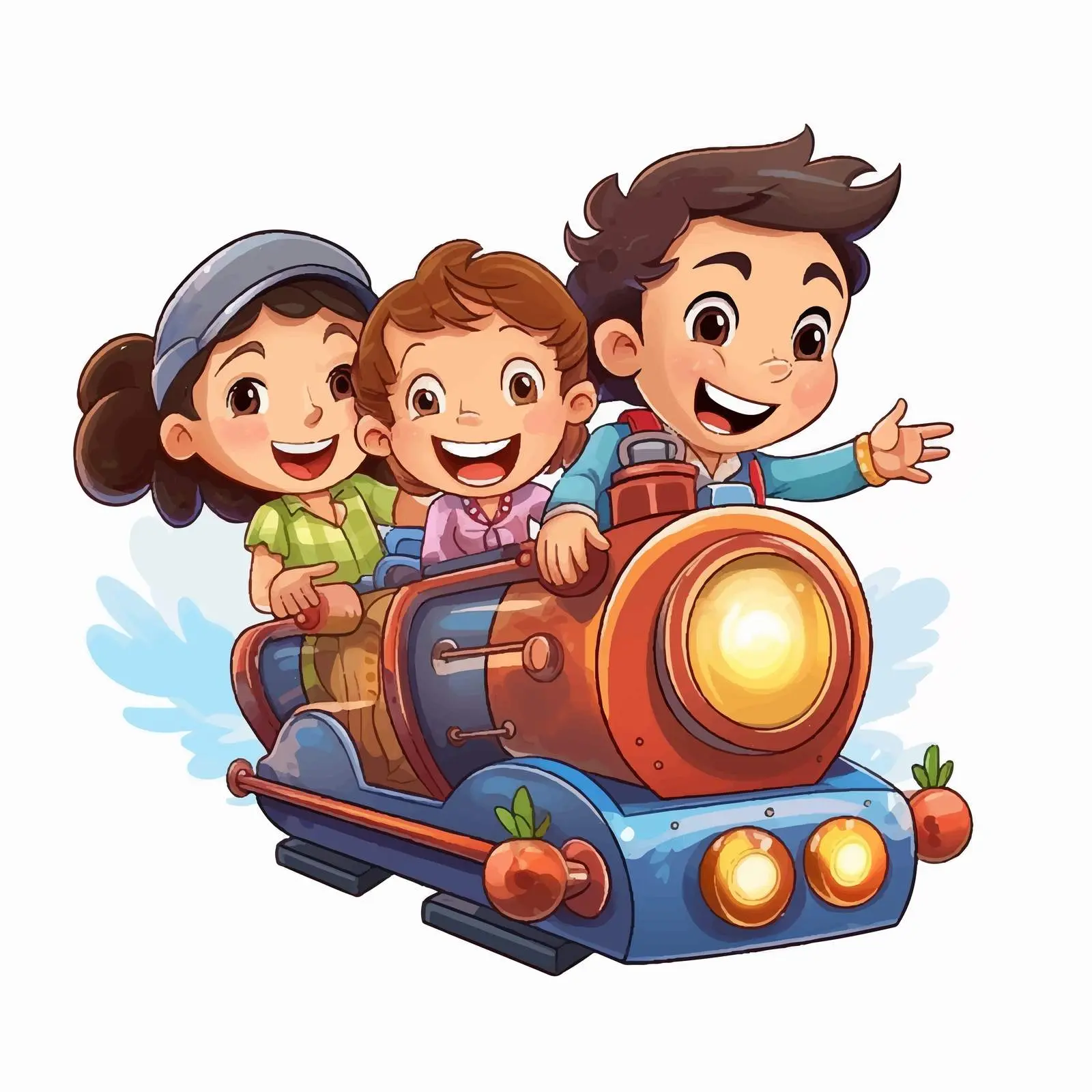 Children Riding a Train Cartoon Vector Illustration — free download from Dotvec