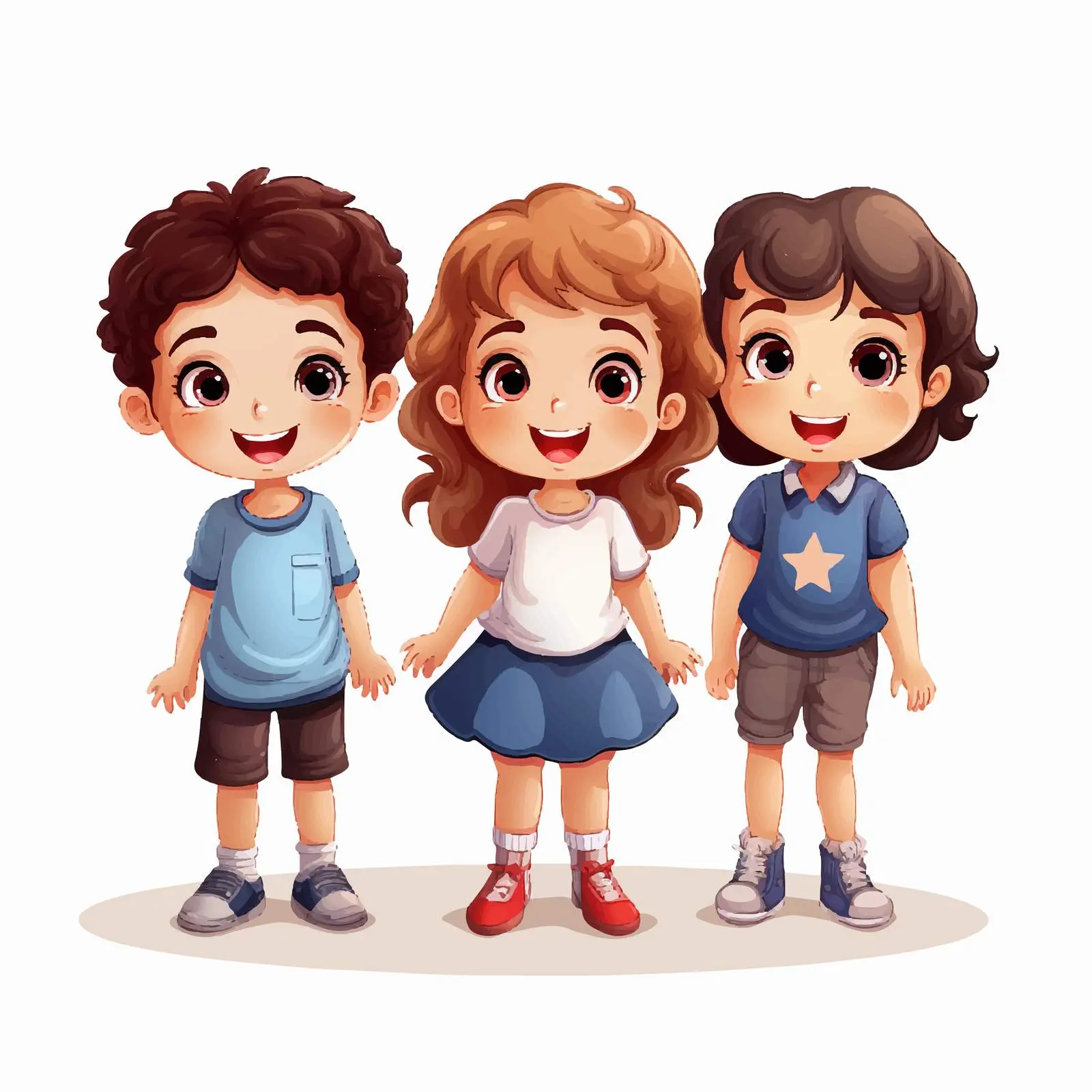 Children Standing on White Background Vector Illustration — free download from Dotvec