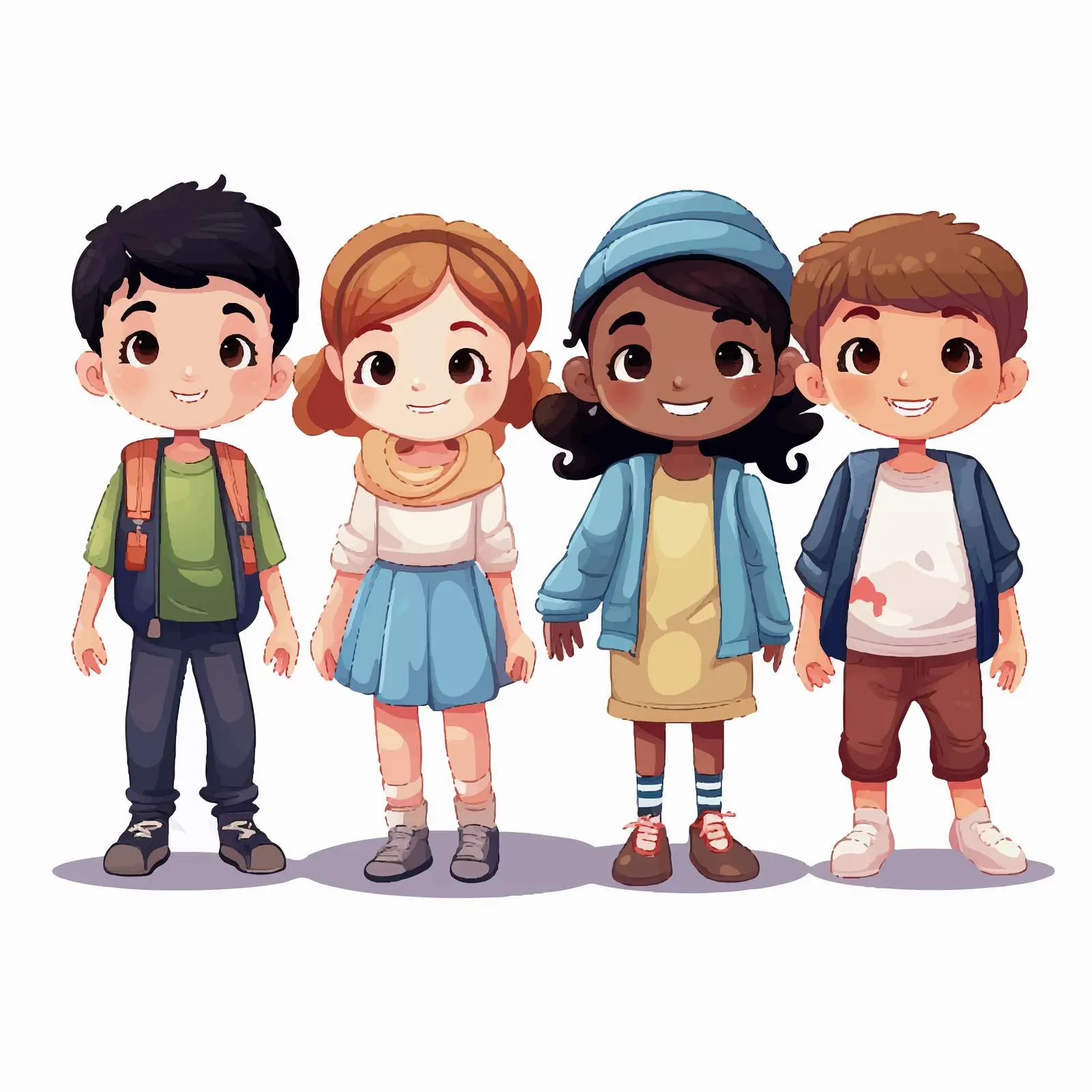 Children Standing on White Background Vector Illustration — free download from Dotvec