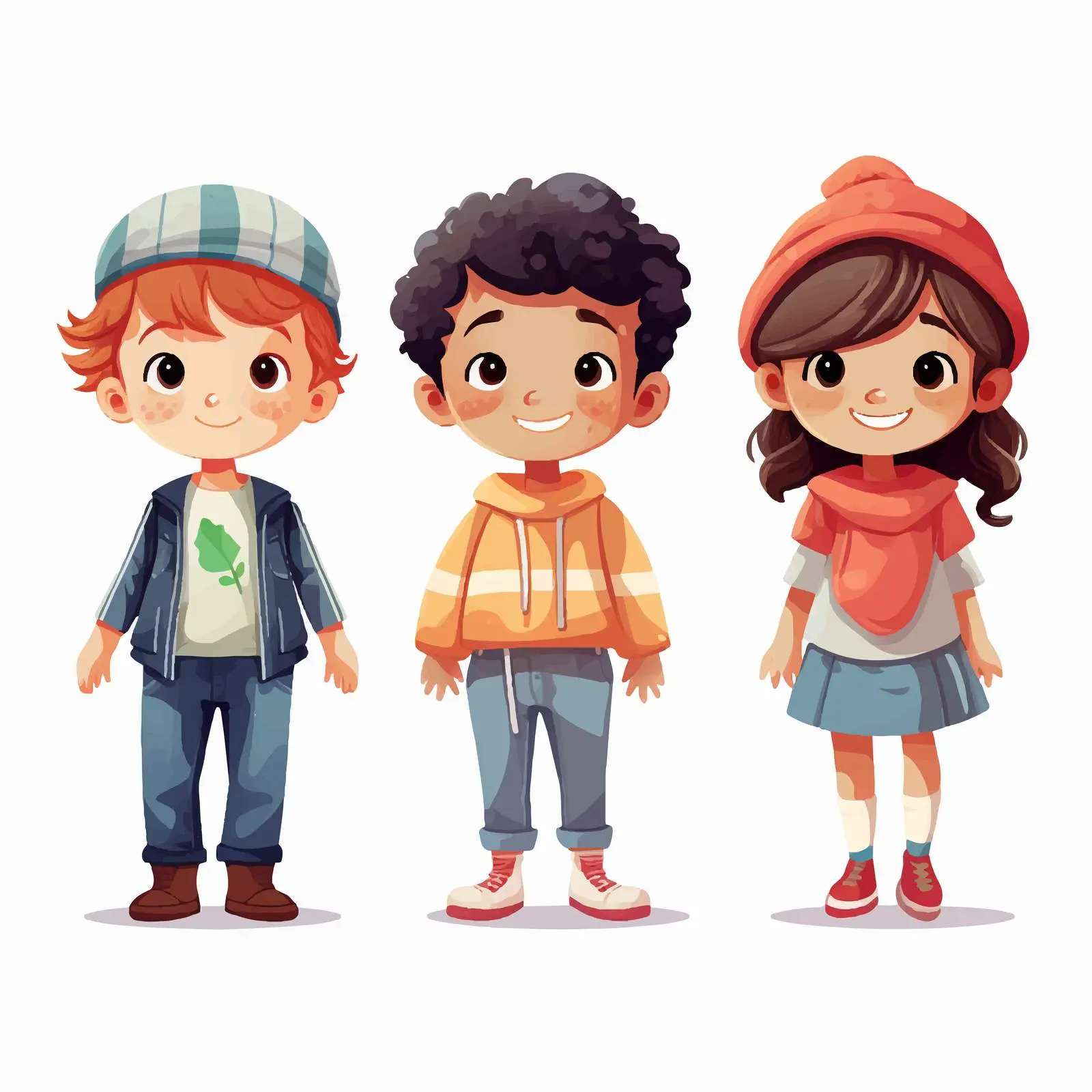 Children Standing on White Background Vector Illustration — free download from Dotvec