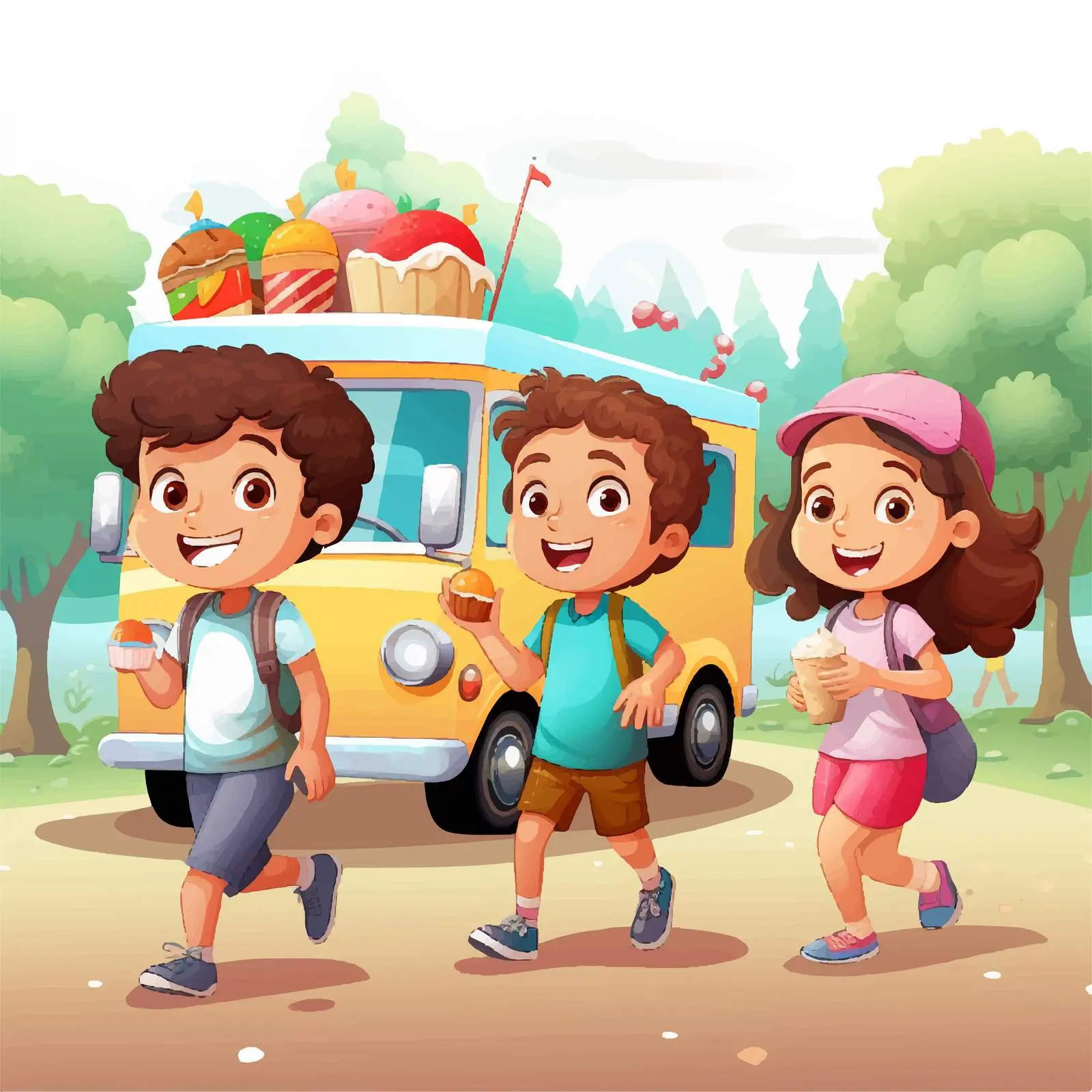 Children Enjoying Food Near Food Truck — free download from Dotvec