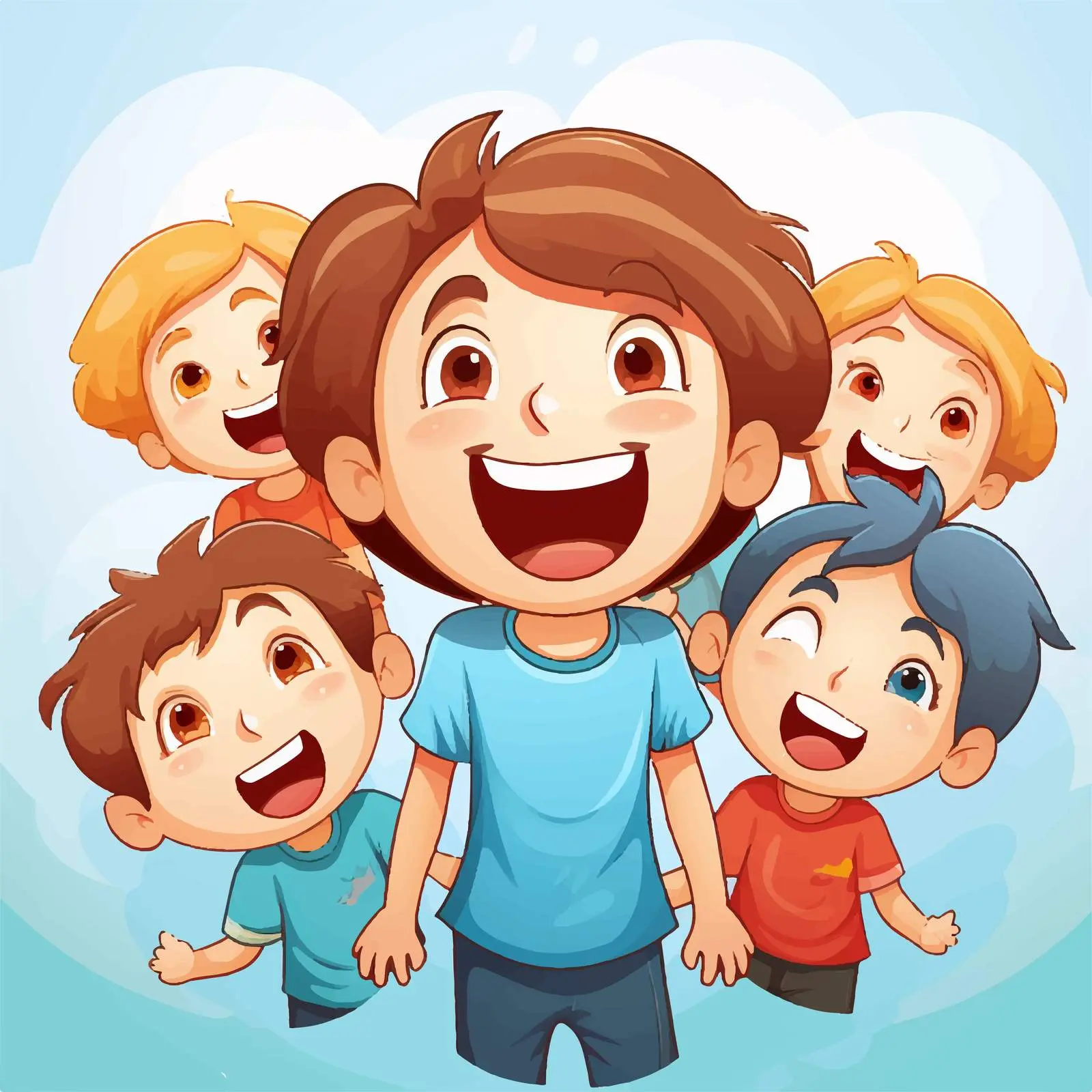 Happy Children Cartoon Vector Illustration – free happy vibes image from Dotvec