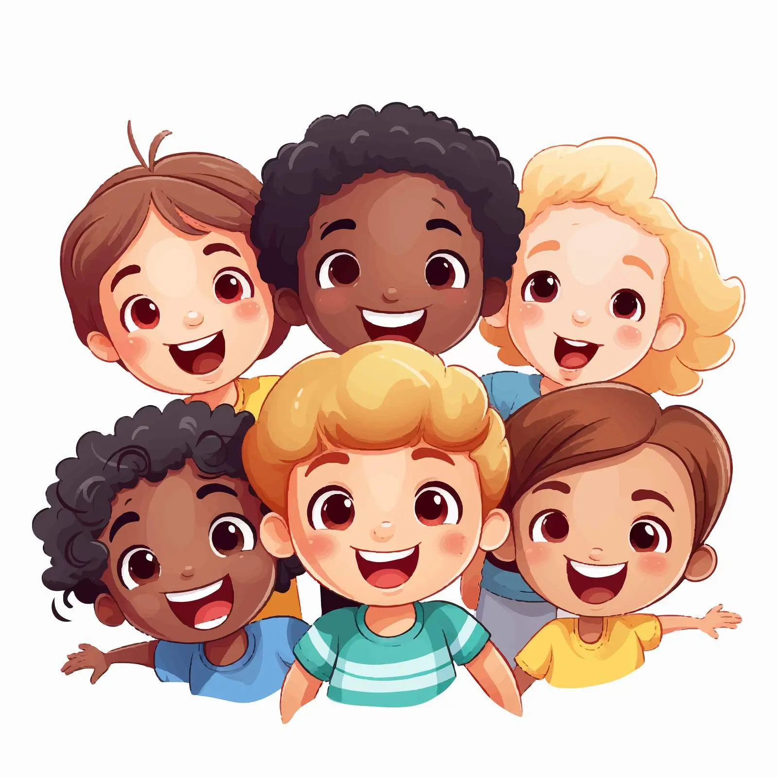 Happy Children Vector Illustration — free download from Dotvec