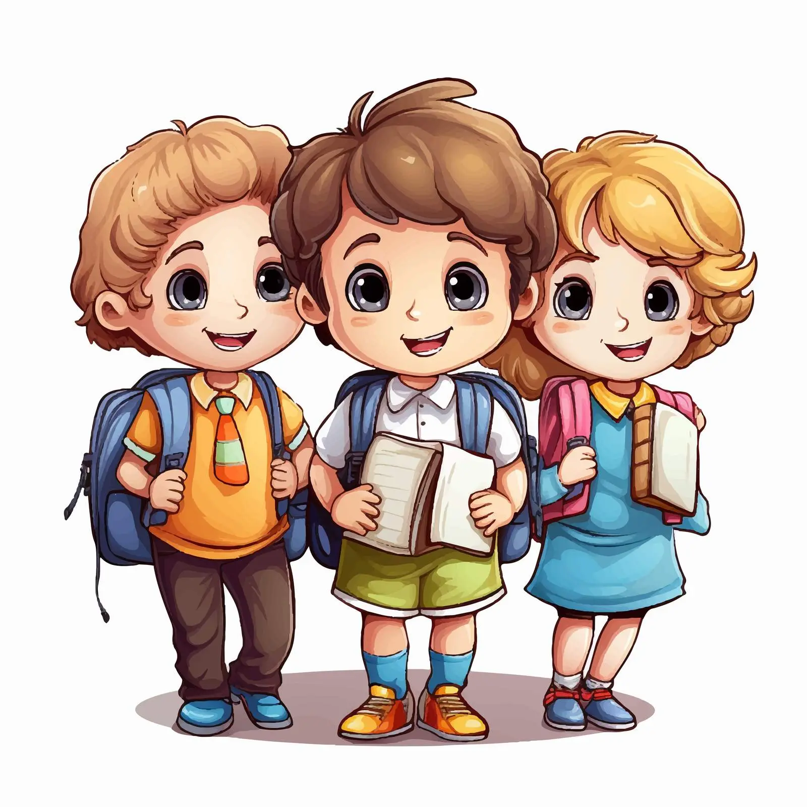 Children with Notebooks Ready for School — free download from Dotvec