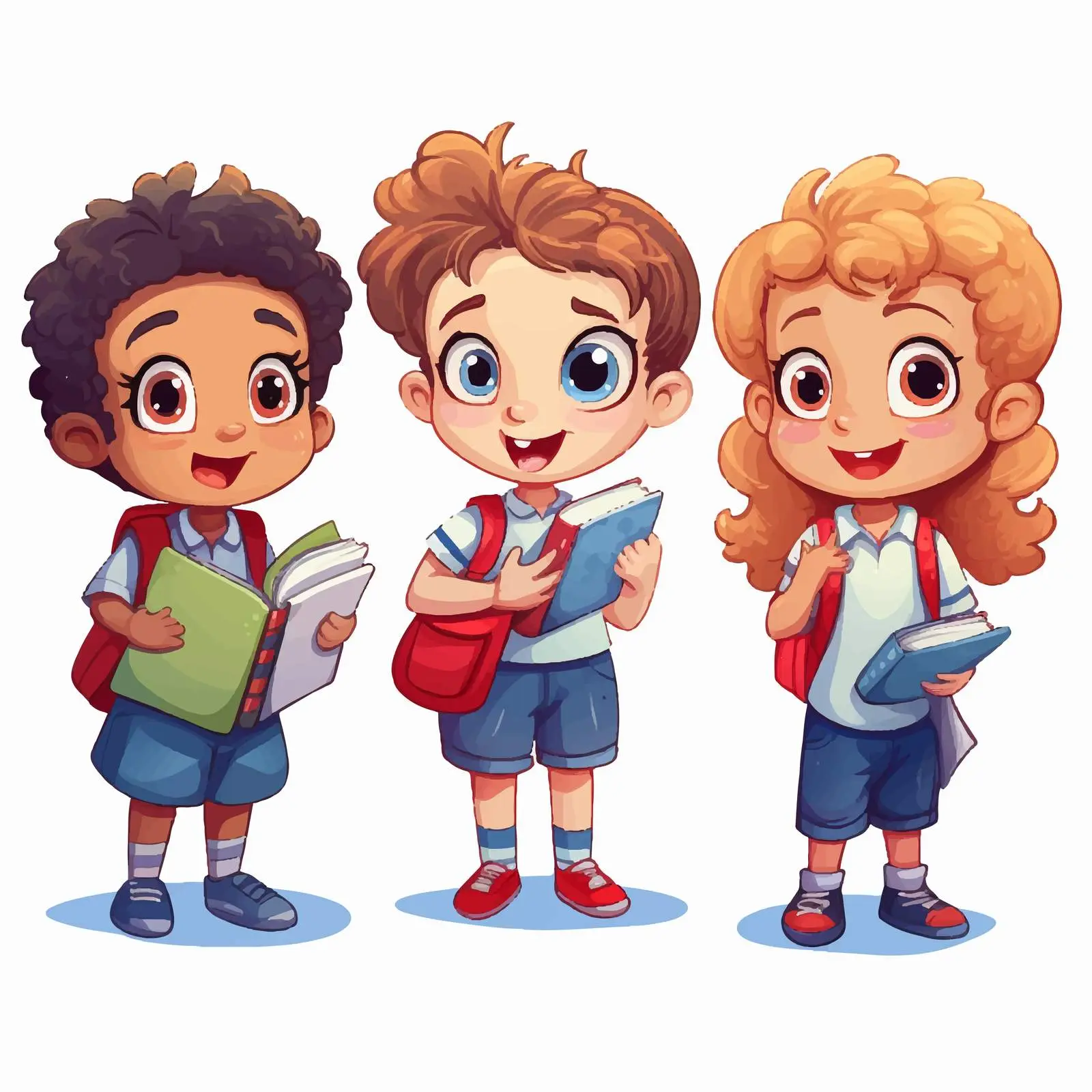 Children with Notebooks Ready for School Vector Art — free download from Dotvec
