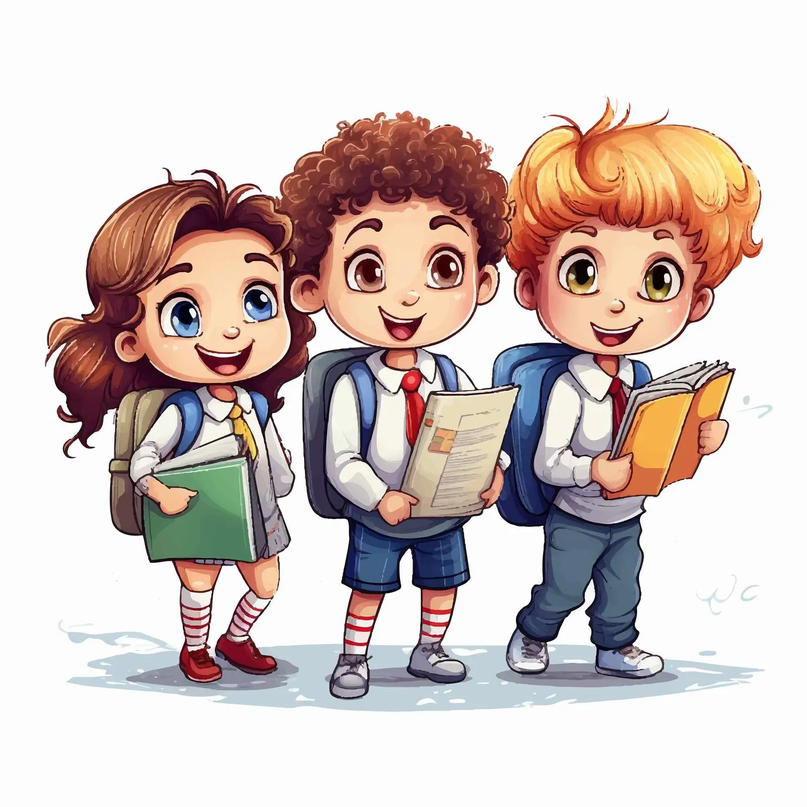 Children with Notebooks Ready for School Vector — free download from Dotvec